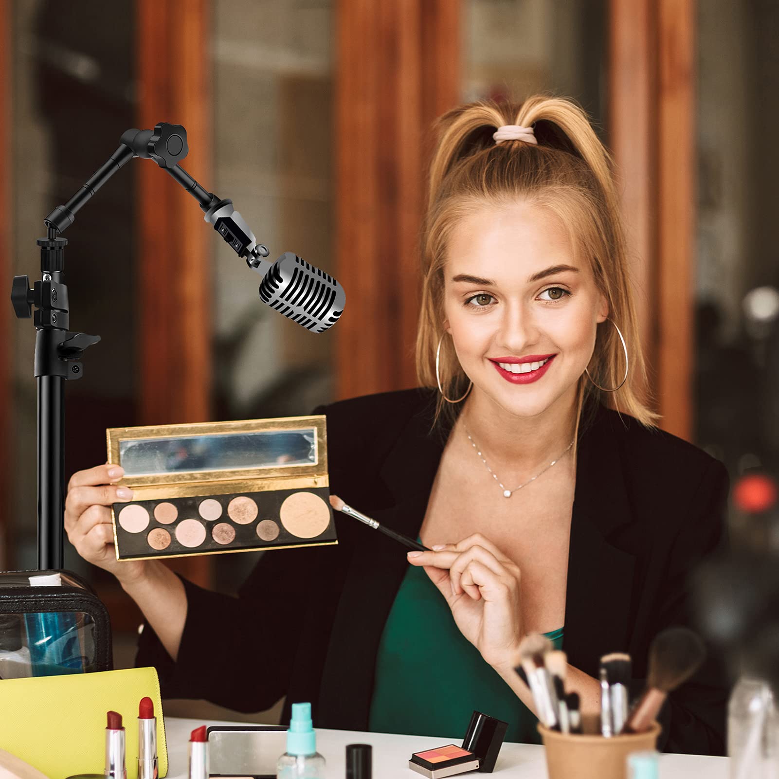 Obeamiu Camera Desk Mount Stand, 11 Inch Magic Arm With 1/4' Screw Thread, 15.5 25.5 Inch Tabletop Clamp Mount Stand For Dslr Camera Rig/Ring Light/Self Broadcasting/Live Streaming/Online Working