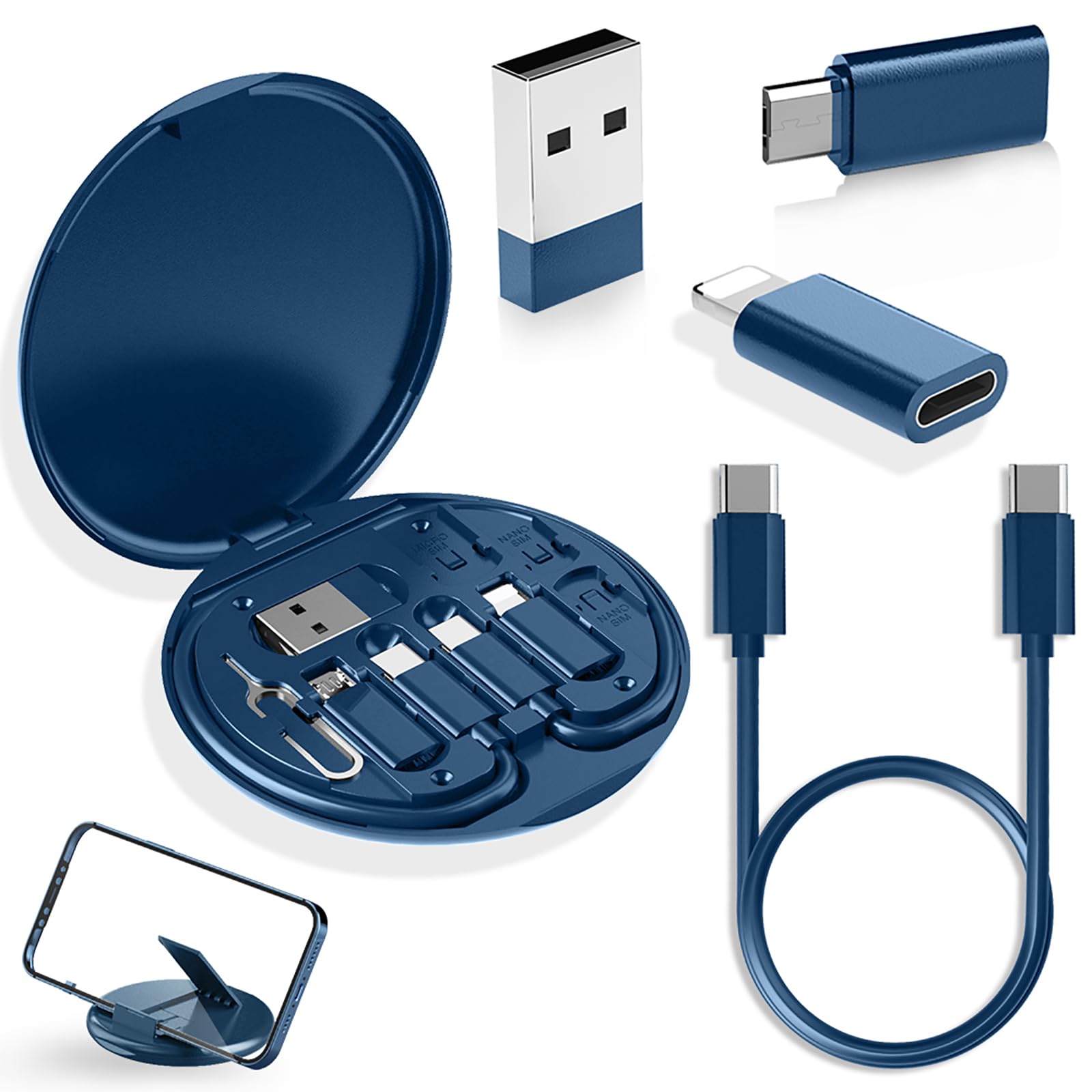 Yanzie Usb Adapter, Micro Usb Charging Cable With Usb C Lightning Adapter, Lightning To Usb C Adapter, Multi Charging Cable Stor
