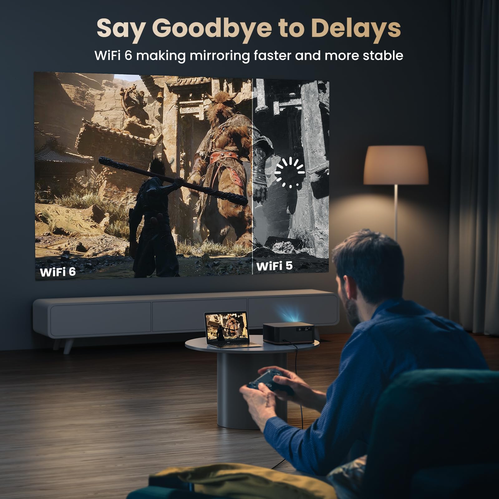 [1000 Ansi/Auto Focus] 4K Home Theater Projector With Wifi 6 And Bluetooth 5.2, Happrun 300'' Movie Projector For Indoor/Outdoor