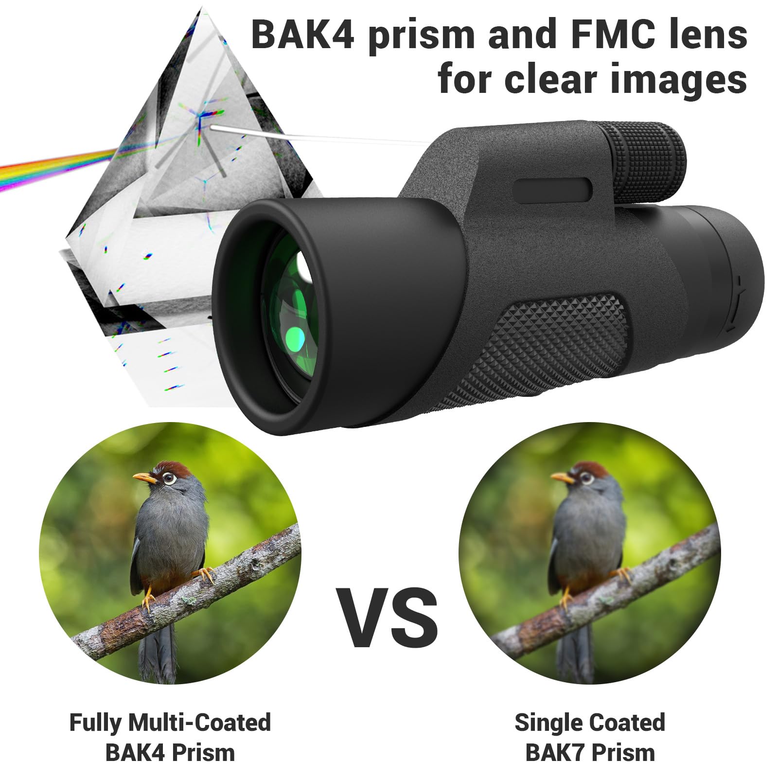 12X42 Monocular Telescope For Adults, High Powered Hd Compact Monoculars Portable Handheld Telescope With Bak4 Prism Fmc Lens Fo