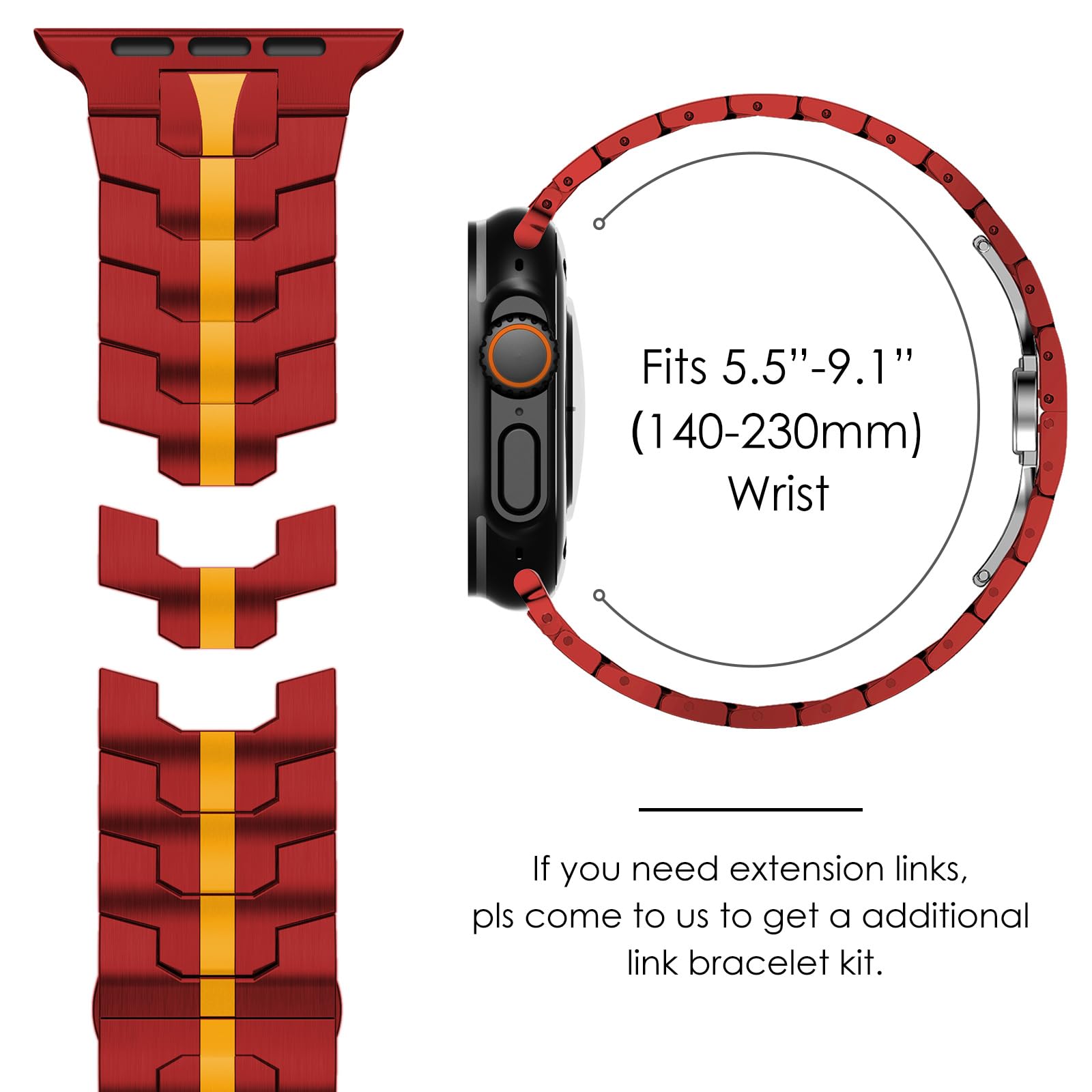 Chanchy Stainless Steel Band For Apple Watch Band Apple Watch Ultra 2 Band 49Mm, Series 10 46Mm, 9/8/7 45Mm, Se2/Se 6/5/4 44Mm,