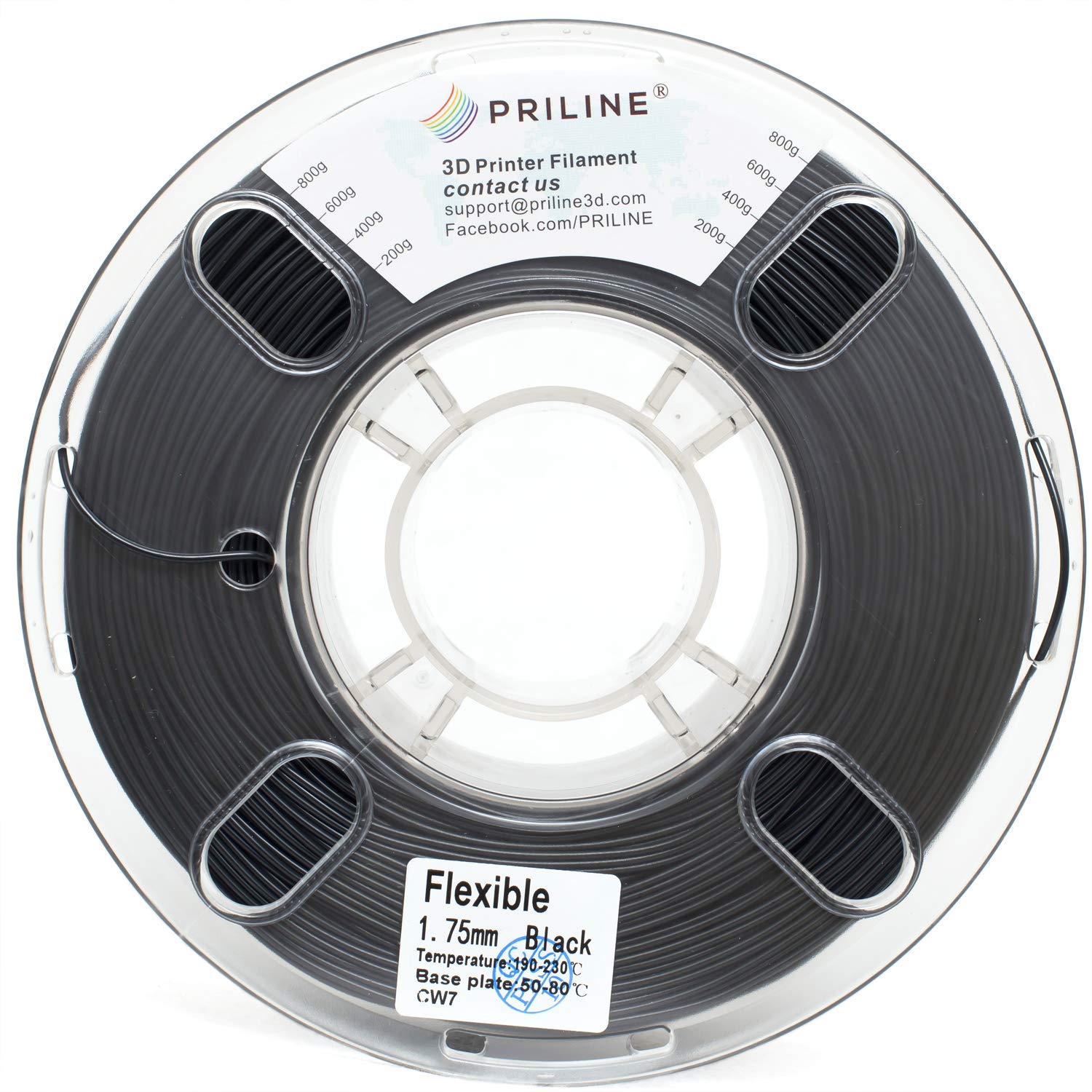 Priline Tpu Filament,Priline 98A Tpu Flexible Soft 3D Printer Filament,1Kg 1.75Mm Spool Durable Tpu Flexible Material, Black