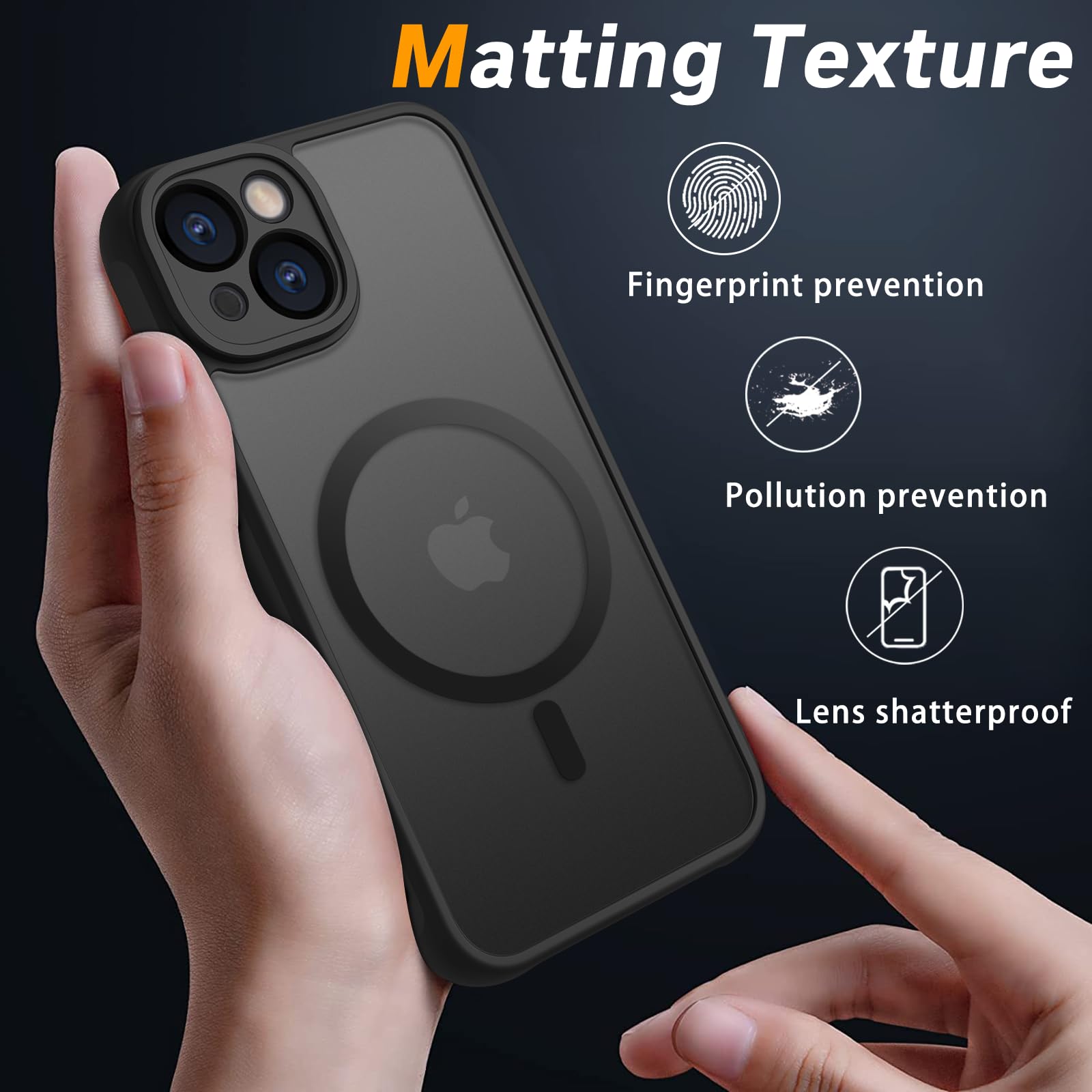 Pinlisheng Magnetic For Iphone 15 Case,Compatible With Magsafe,Military Grade Drop Tested, Shockproof Matte Translucent Hard Bac