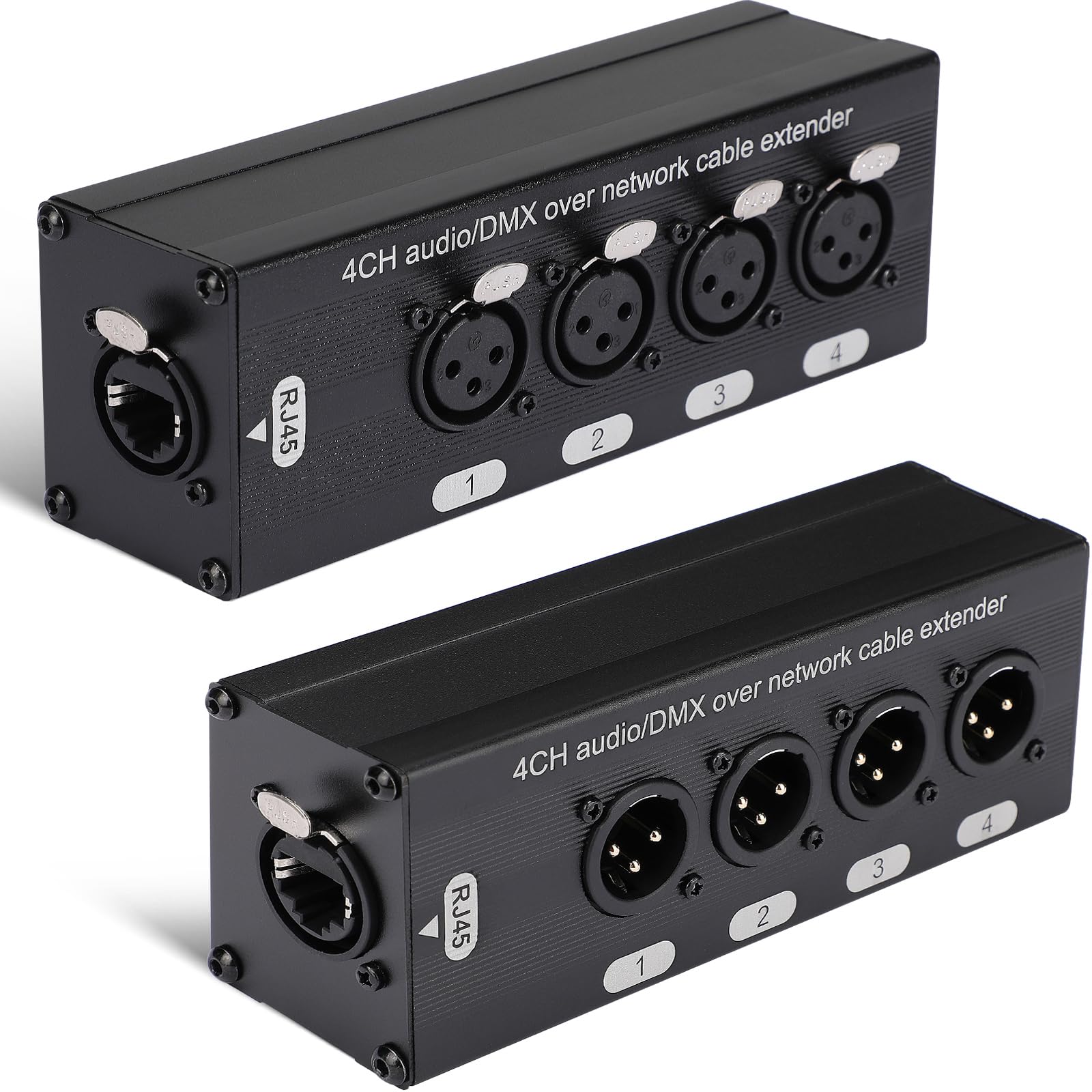 Copkim 2 Pack 4 Channel 3 Pin Multi Network XLR Cable 3 Pin XLR Male and Female Over RJ45 Ethercon Cable Multi Extender for Stag