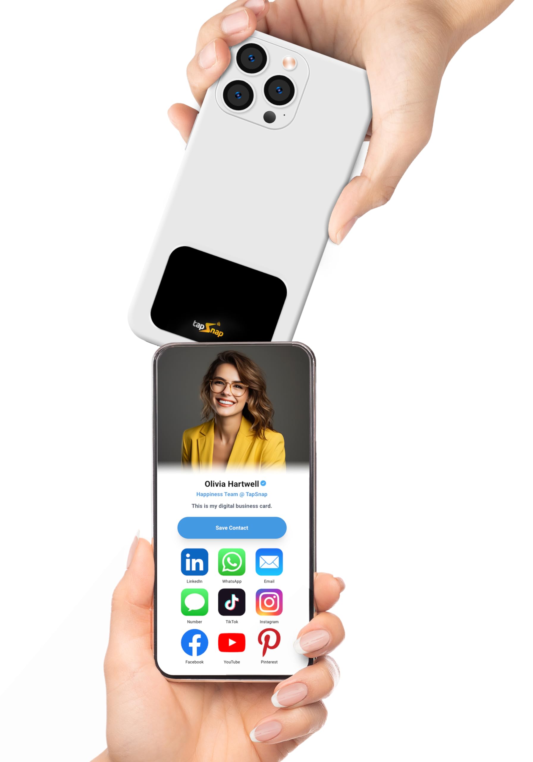 Tapsnap Dot Thin Digital Business Card For Back Of Phone   No Subscription   Instantly Share Contact Info, Socials & More   All