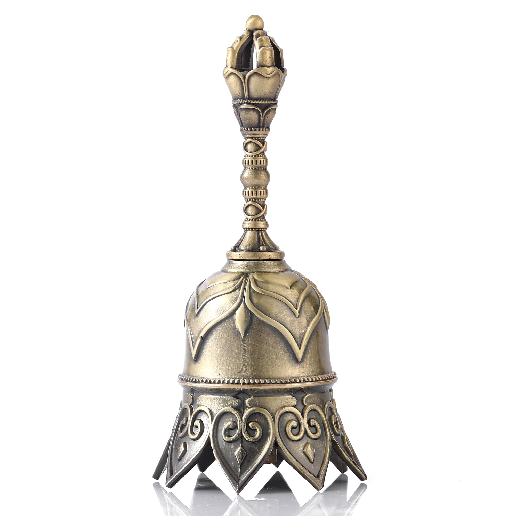 Homelavie Super Loud Brass Hand Call Bell for Ringing at Wedding, Lotus Hand Bells for Seniors Bedside, Teacher Classroom Bell D