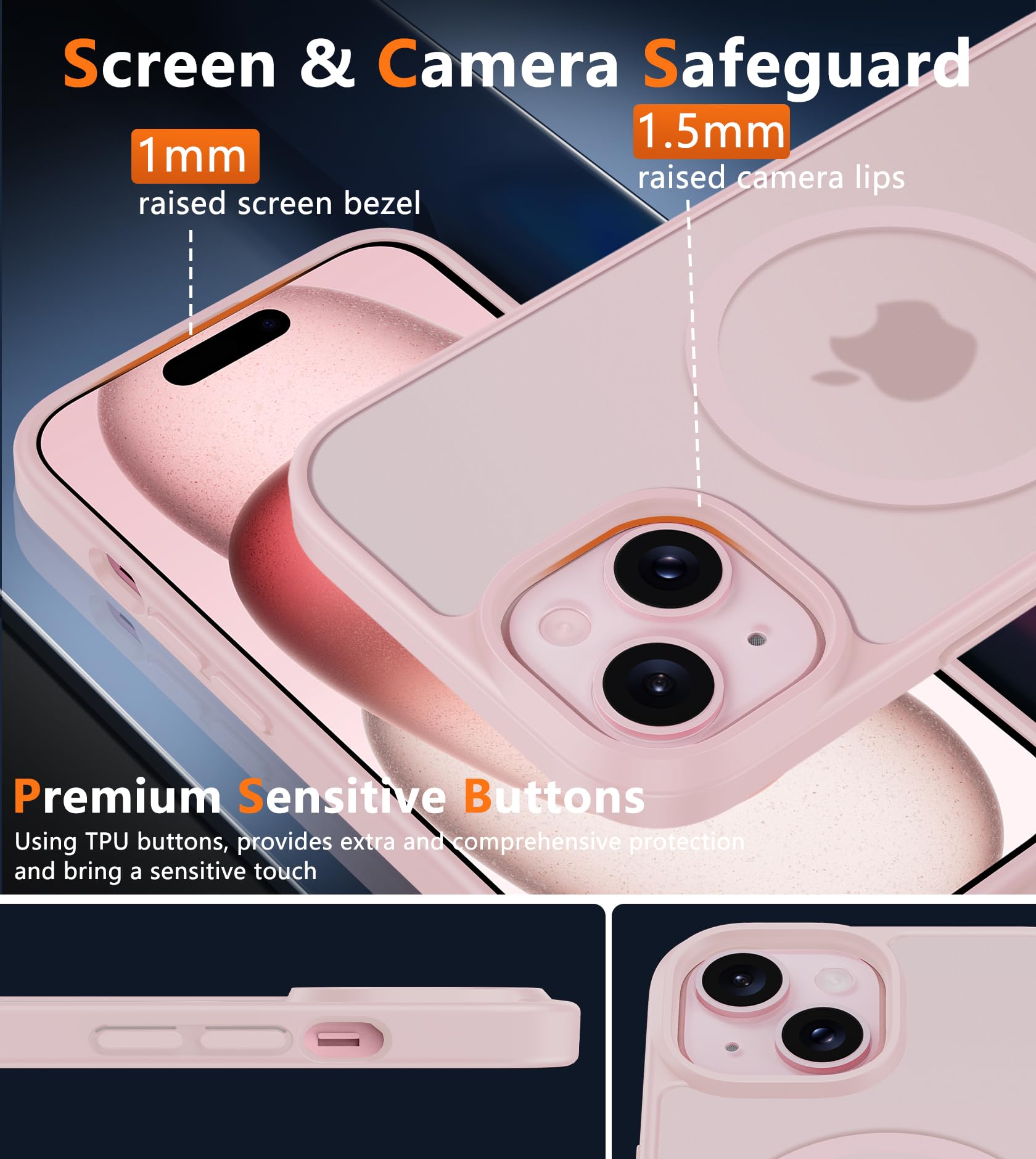 Fntcase For Iphone 15 Plus Phone Case: Strong Magnetic Phone Case | Translucent Matte Shockproof Protective Drop Protection Phon