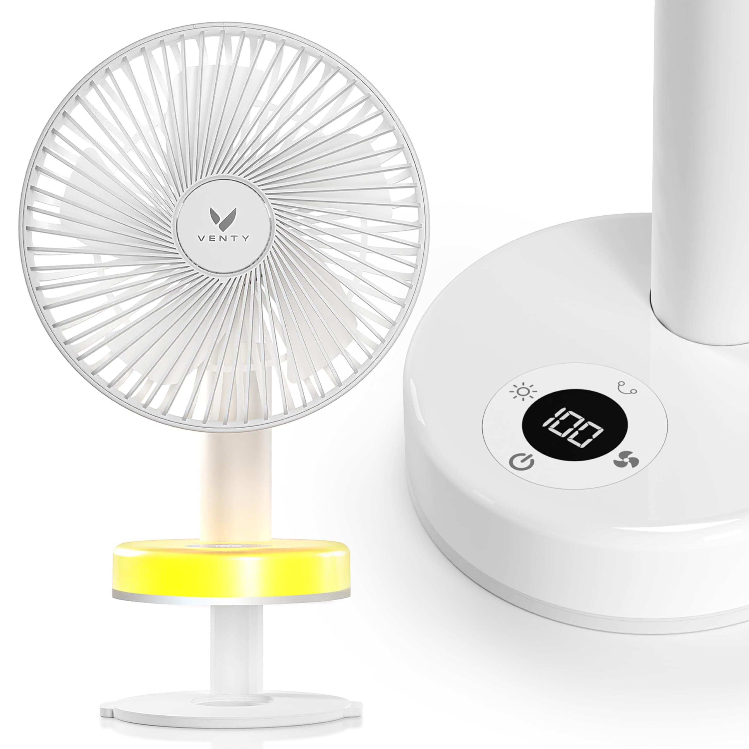 VENTY Portable Clip Fan - Rechargeable 10-Hour Battery Portable Fan - 360 Rotation & 90 Tilt - Stroller Fan, Desk Fan or Bedside