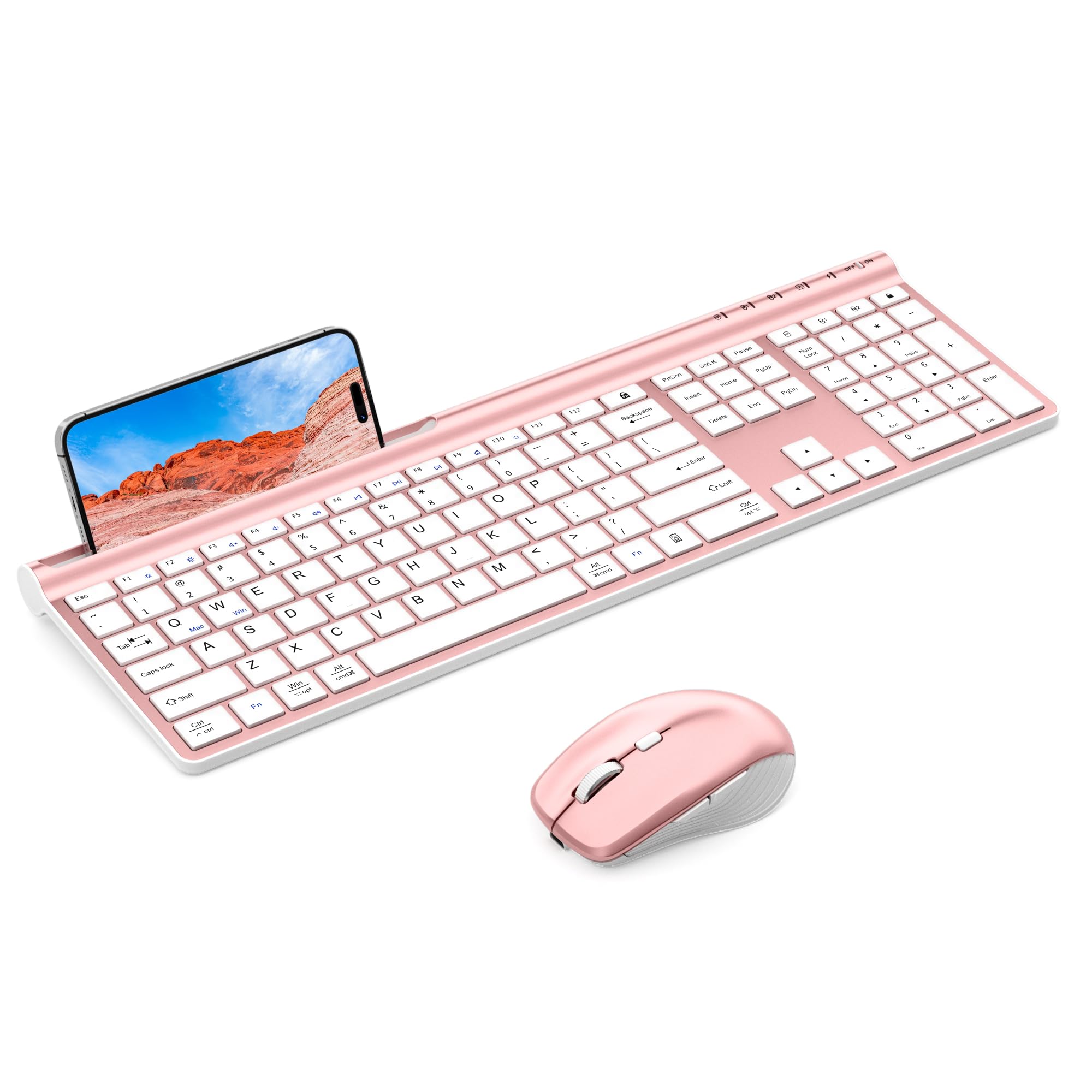Wireless Keyboard And Mouse Combo   Samsers Ultra Slim Rechargeable Dual Mode (Bluetooth 5.0X2 +2.4G) Silent Keyboard And Mouse 