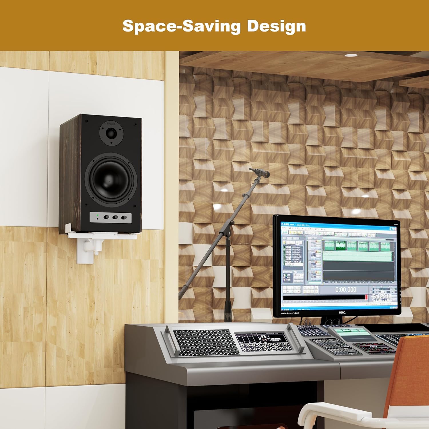 Fdm Universal Speaker Wall Mount One Pair Of Side Clamping Bookshelf Speaker Mount Bracket With Swivel And Tilt For Sound Speake