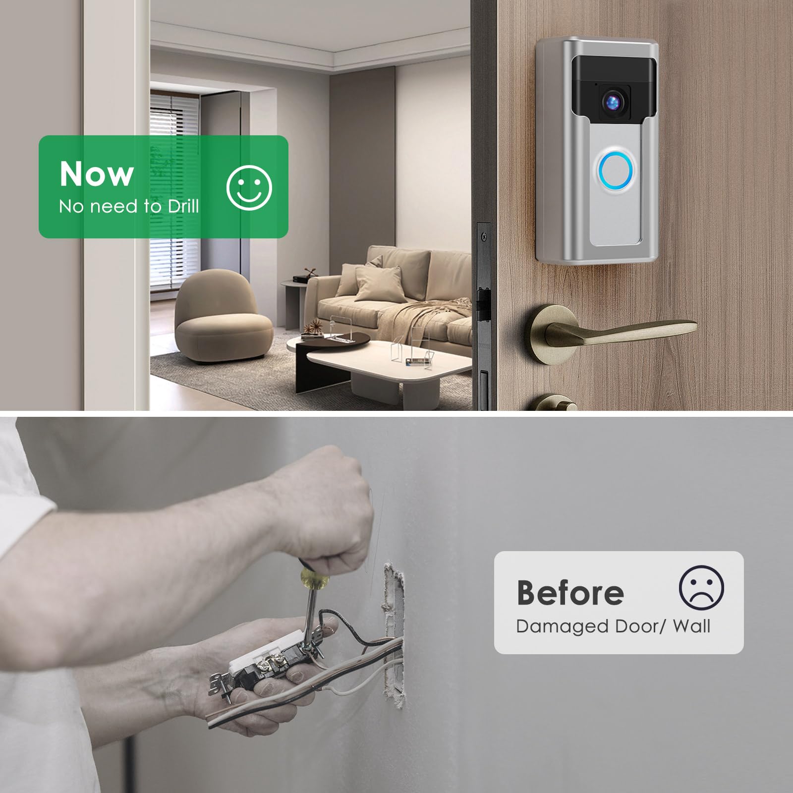 Liwin All Metal Adhesive Video Doorbell Mount Compatible With Ring/Blink Wireless Video Doorbell, No Drill Mounting Bracket Wedg