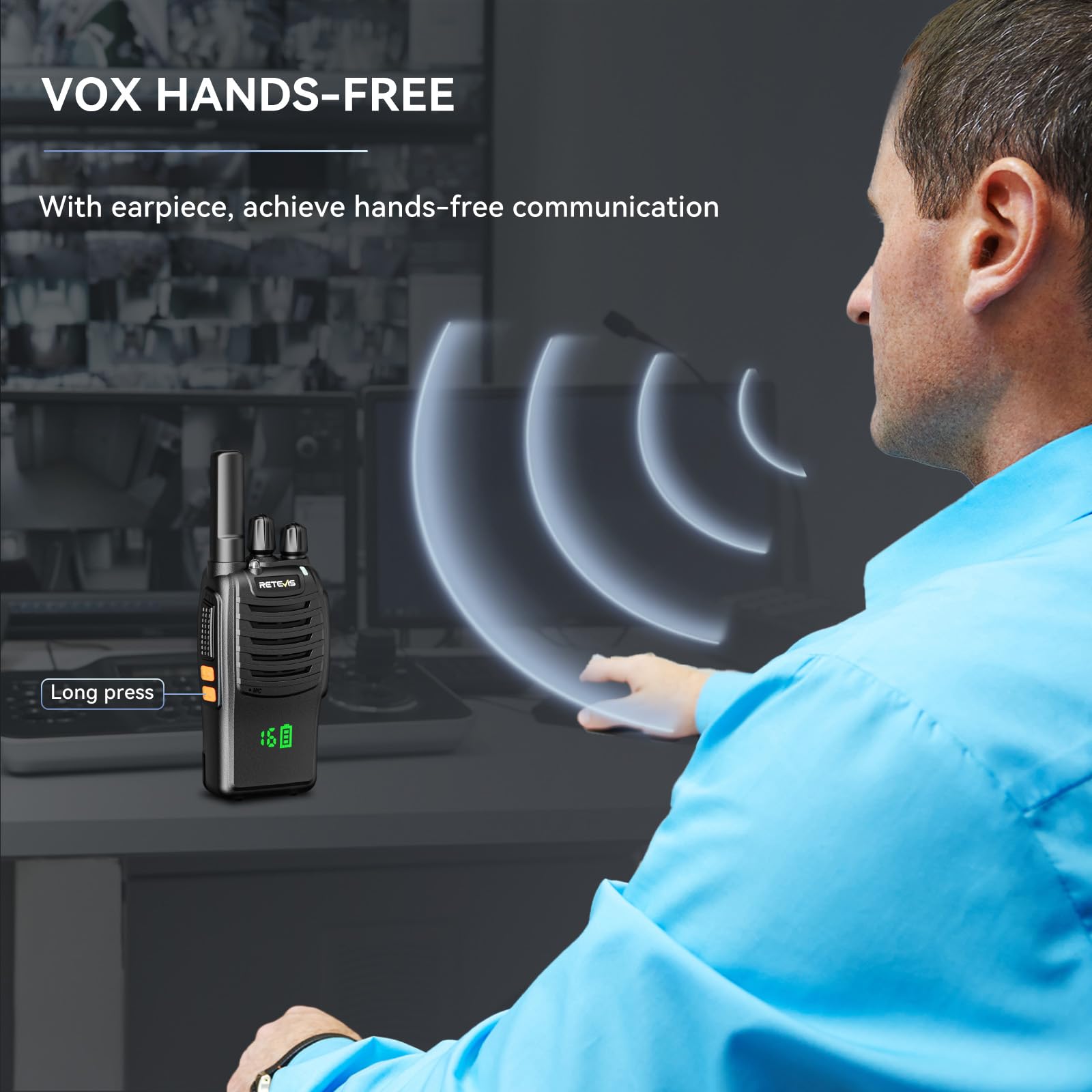 Retevis H 777H Walkie Talkies,Rechargeable Two Way Radio, Hidden Display,Channel Display,Usb C,Short Antenna,Handheld 2 Way Radio With Emergency Alarm For Business Education (10 Pack)