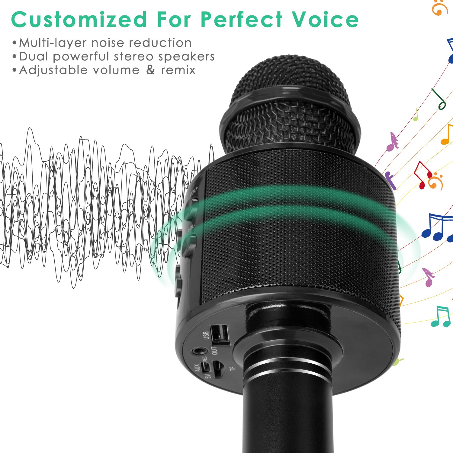 Kidwill Wireless Bluetooth Karaoke Microphone For Kids And Adults, 5 In 1 Portable Handheld Karaoke Mic Speaker Player Recorder