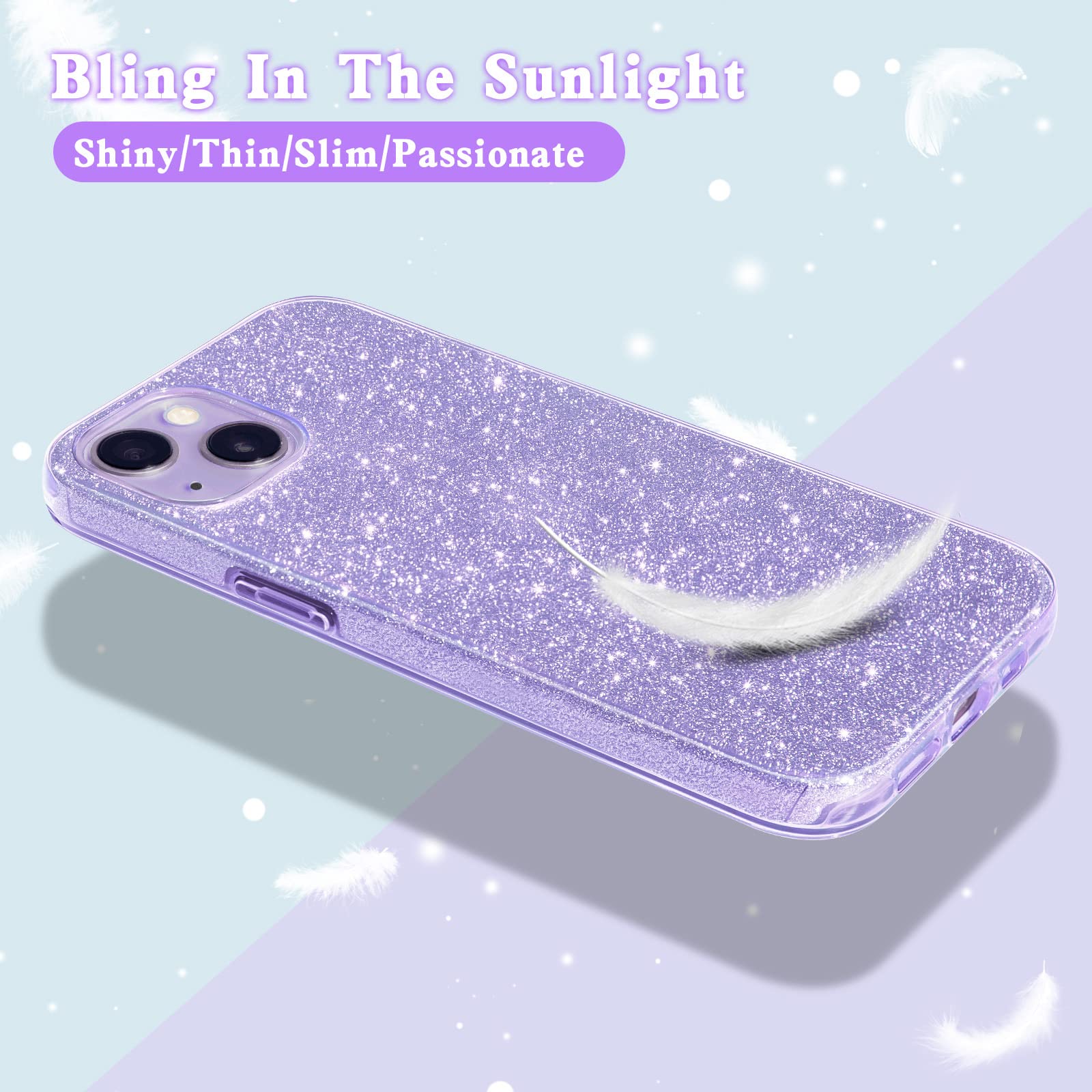 Mateprox Compatible With Iphone 14 Case Bling Sparkle Cute Girls Women Protective Cases Cover For Iphone 14 6.1'' 2022 (Purple)