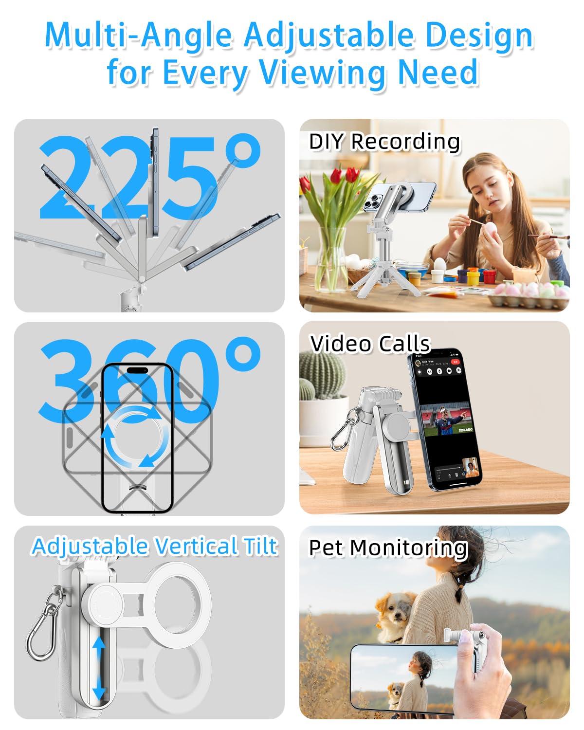 Cloudvalley Magnetic 4-In-1 Multifunctional Selfie Stick Tripod, Mini Portable Pocket Phone Stand With Detachable Remote, Compat