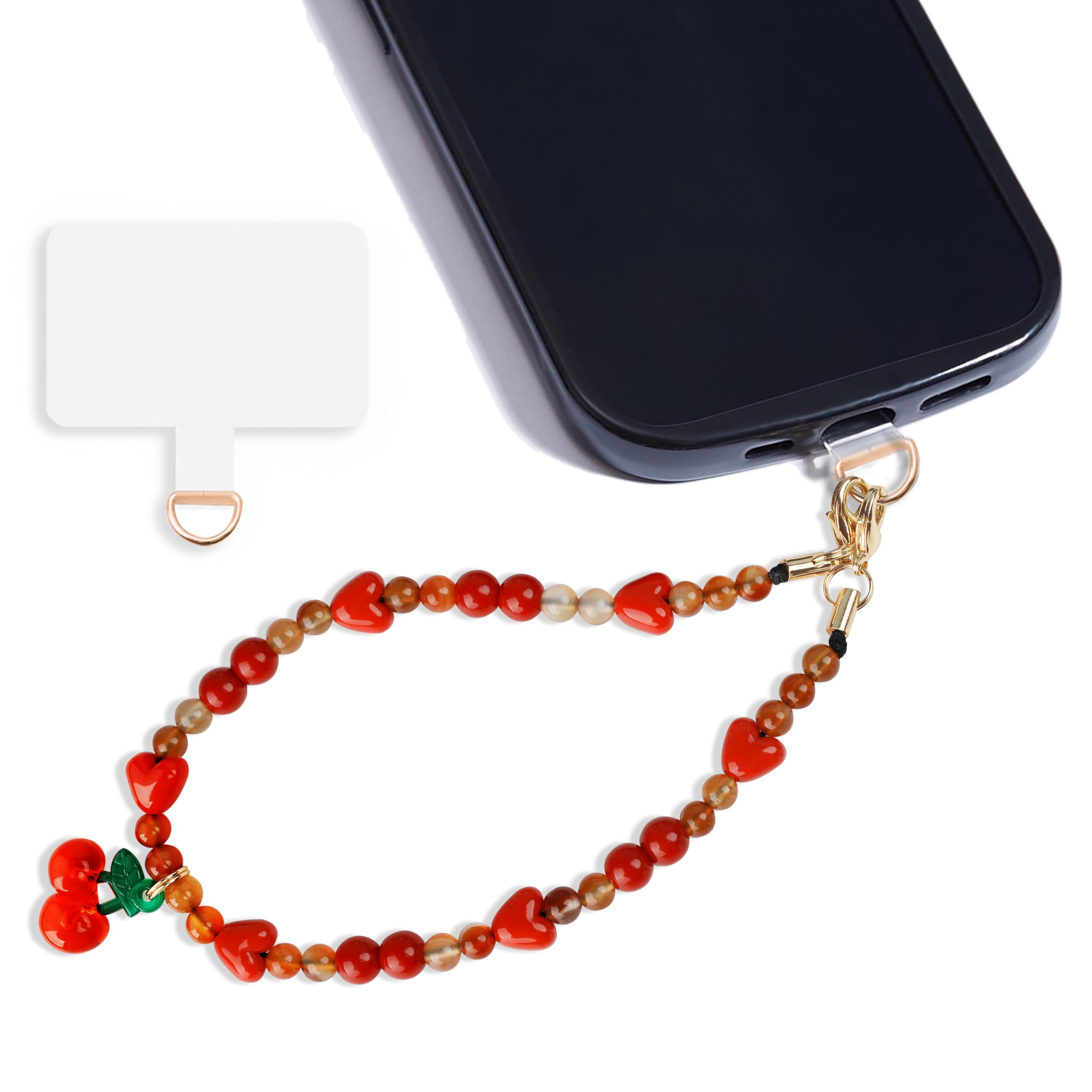 Lostars Marble Beaded Iphone Wrist Strap,Detachable Phone Bracelet Strap With Tether Tab,Hands Free Phone Wristlet Strap (Sweet