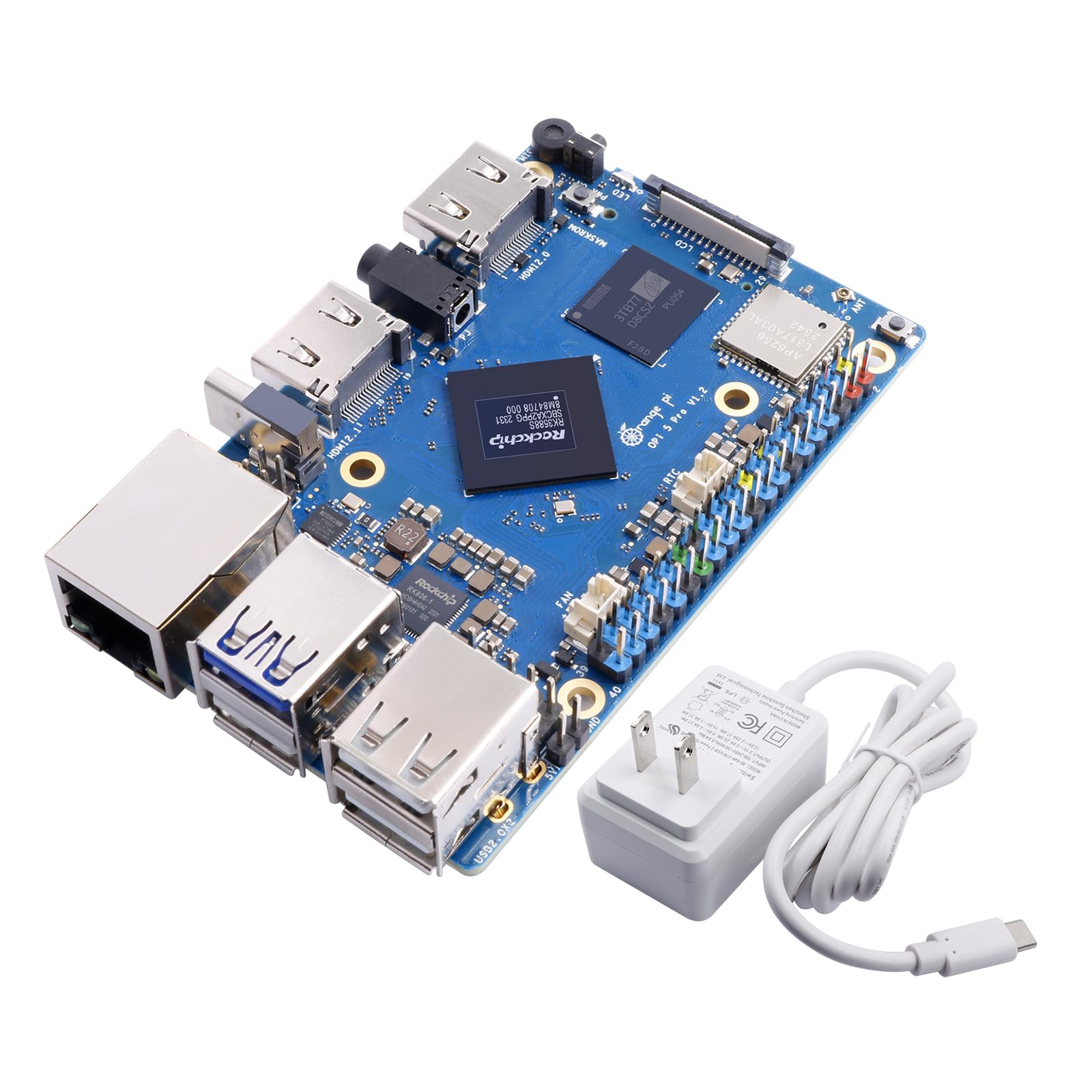 Orange Pi 5 Pro 8GB RK3588S LPDDR5 8 Core 64 Bit Single Board Computer, 8K Video Decoding 2.4GHz Frequency WiFi Bluetooth Open S