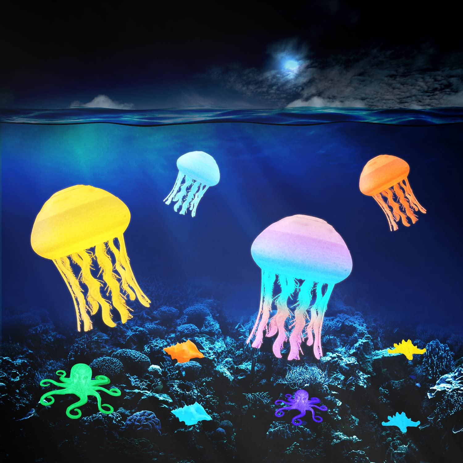 Eryone Glow In The Dark Filament Pla 1.75Mm +/ 0.03Mm, 250G*4 Pack/Spool, Glow Rainbow/Glow Blue/Glow Orange Yellow/Glow Green