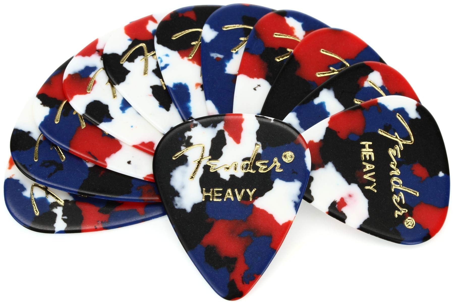 Fender Classic Celluloid Guitar Picks 351 Shape, Guitar Accessories, Confetti, Heavy, 12 Pack