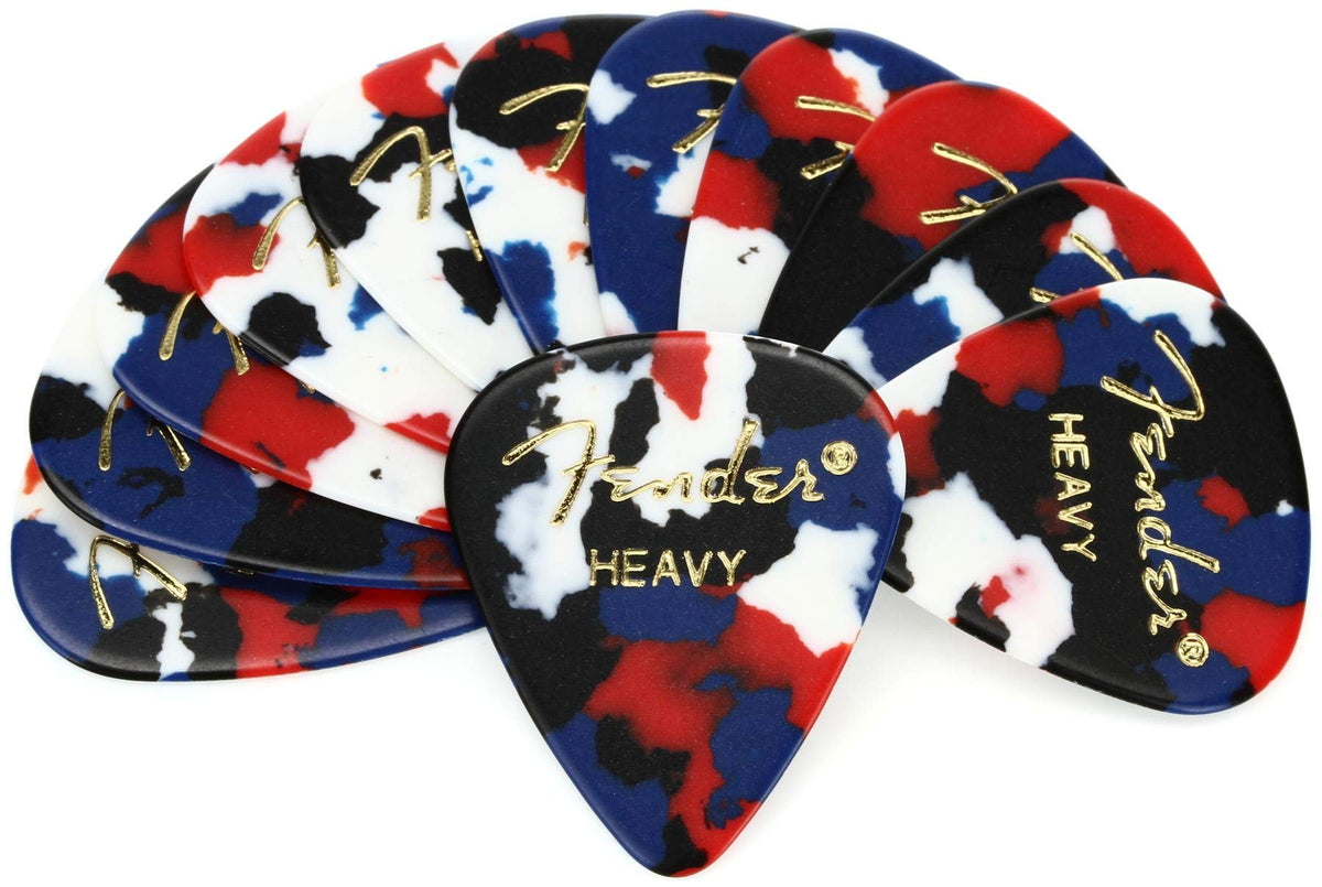 Fender Classic Celluloid Guitar Picks 351 Shape, Guitar Accessories, Confetti, Heavy, 12 Pack
