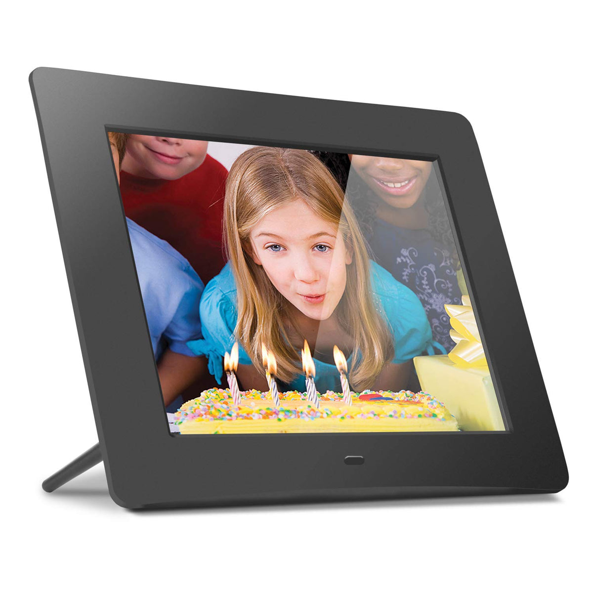 Aluratek 8'' Lcd Digital Picture Frame, 4Gb Built In Memory, Usb/Sd/Sdhc Supported, Stylish Slim Modern Black Frame, Built In Cl