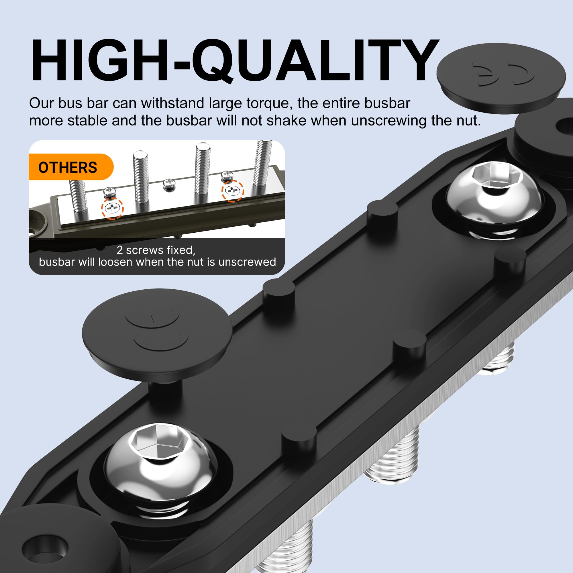 Rvboatpat Upgrade 250A 12V Bus Bar Battery Power Distribution Block Car Audio 12 Volt Dc Busbar 4 X 3/8'' Posts 6 X #8 Screws Fo