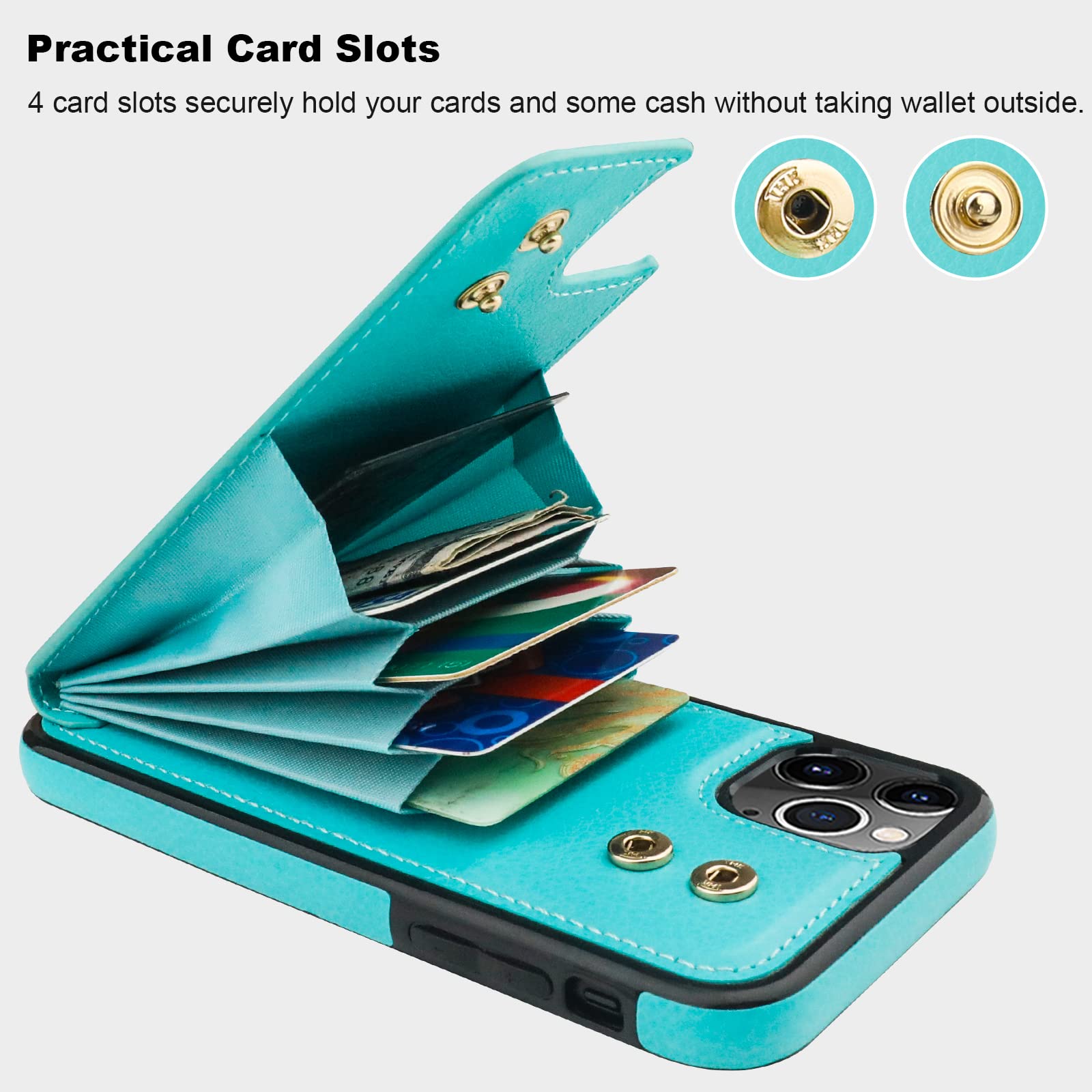 Folosu Compatible With Iphone 11 Pro Max Case Wallet With Card Holder, 360   Rotation Finger Ring Holder Kickstand Protective Rf