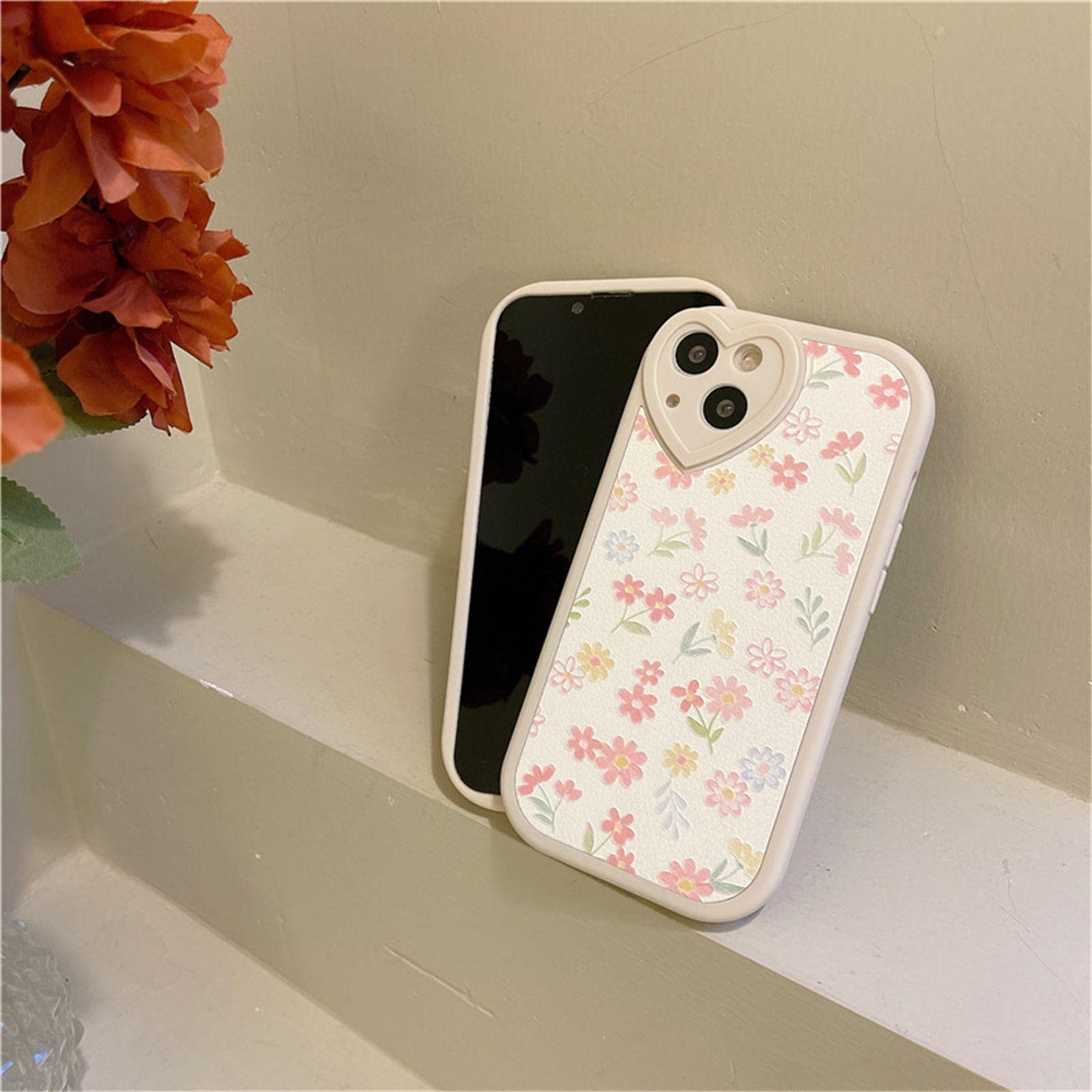 Ownest Compatible With Iphone 14 Pro Max Case With Cute Flowers Floral Pattern For Women Girls Soft Silicone Love Lens Protectio