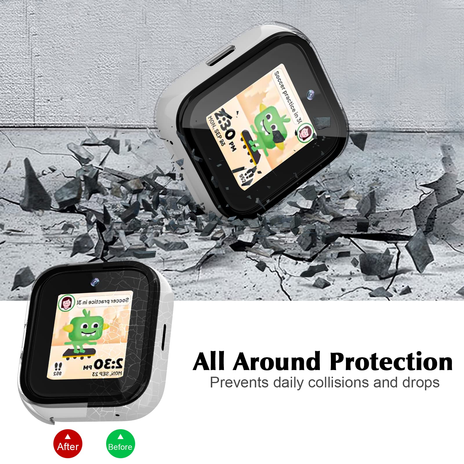 2 Pack Case Compatible With T Mobile Syncup Kids Watch Screen Protector, Hard Pc Case Build In Tempered Glass For Sync Up Kids W