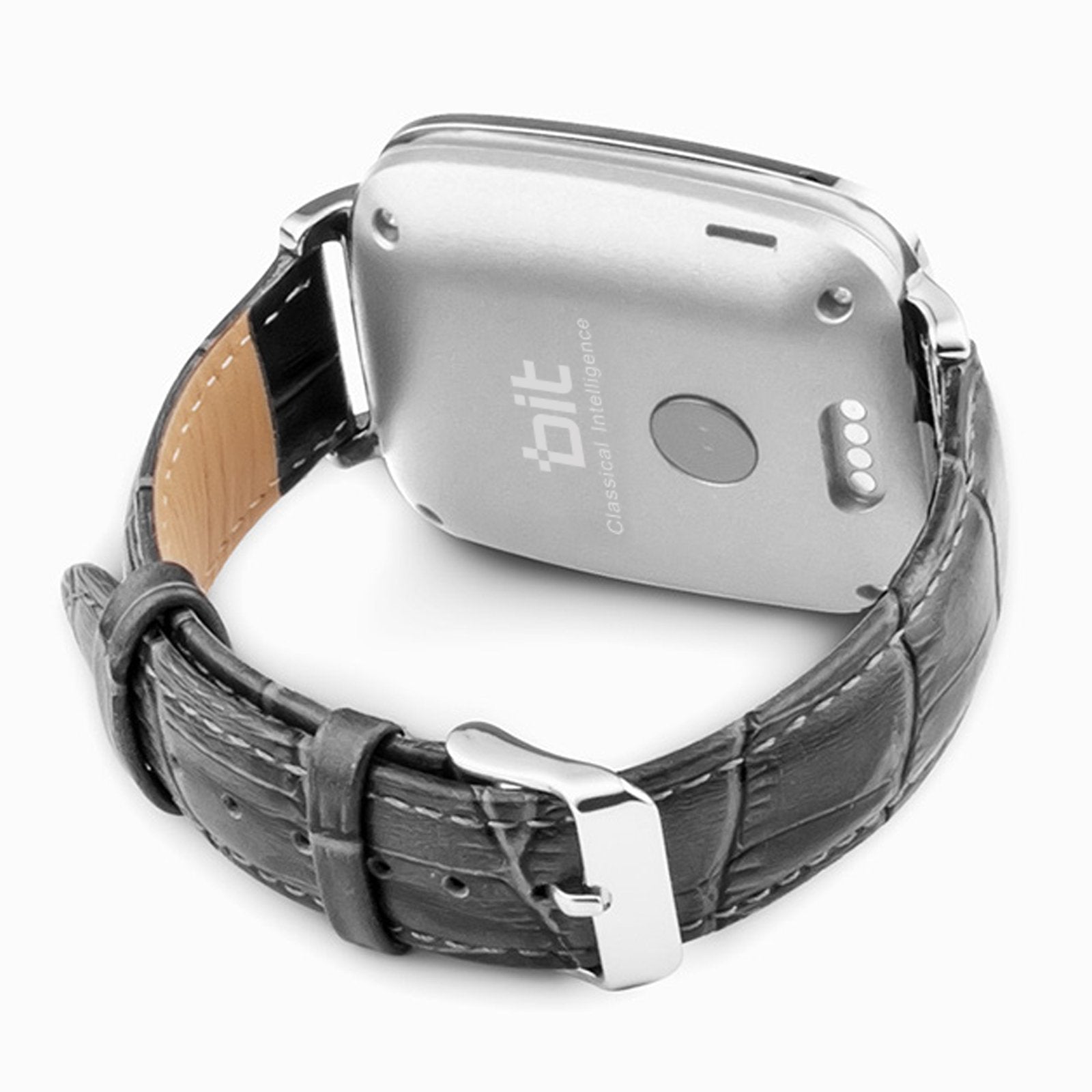 Beantech Silver Engage Plus Smartwatch For Ios And Android With 8Gb Of Music Storage And Leather Strap, Light Silver