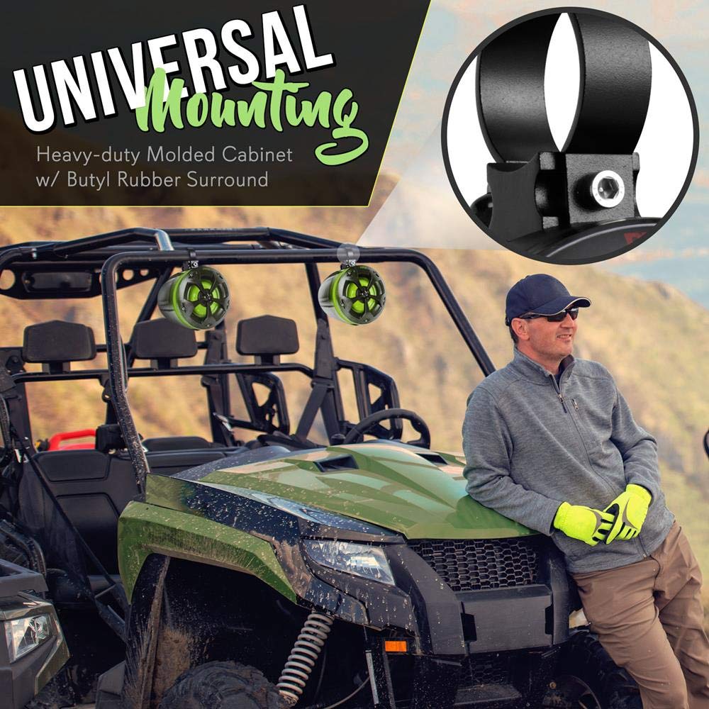 Pyle 2-Way Dual Waterproof Off-Road Speakers - 4 800W Marine Grade Wakeboard Tower Speakers System W/Rgb Lights & Remote, Full R