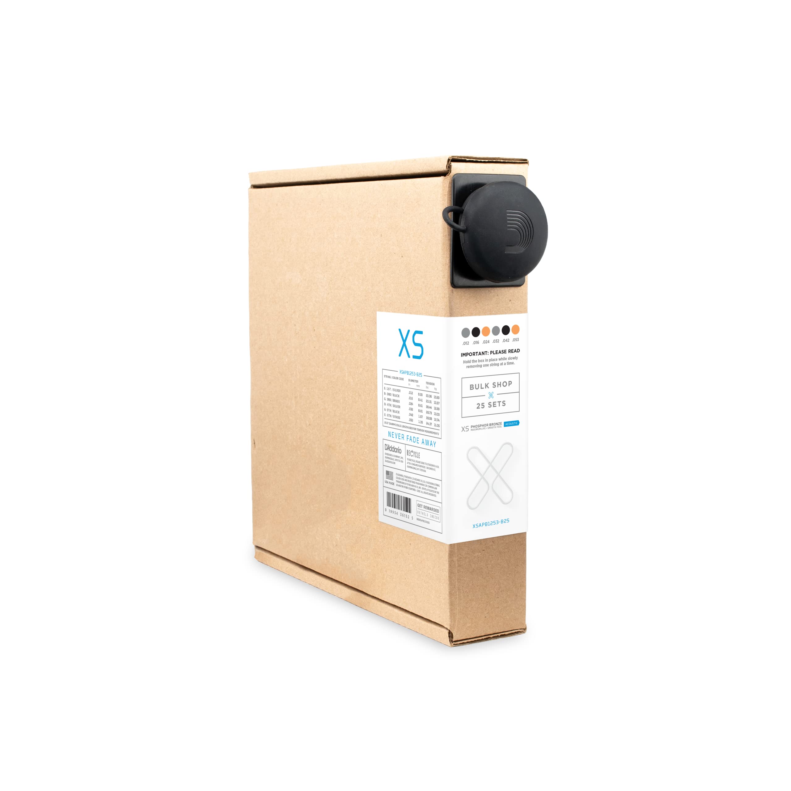 D'Addario Guitar Strings   Xs Phosphor Bronze Coated Acoustic Guitar Strings   Xsapb1253 B25   Maximum Life With Smooth Feel & E