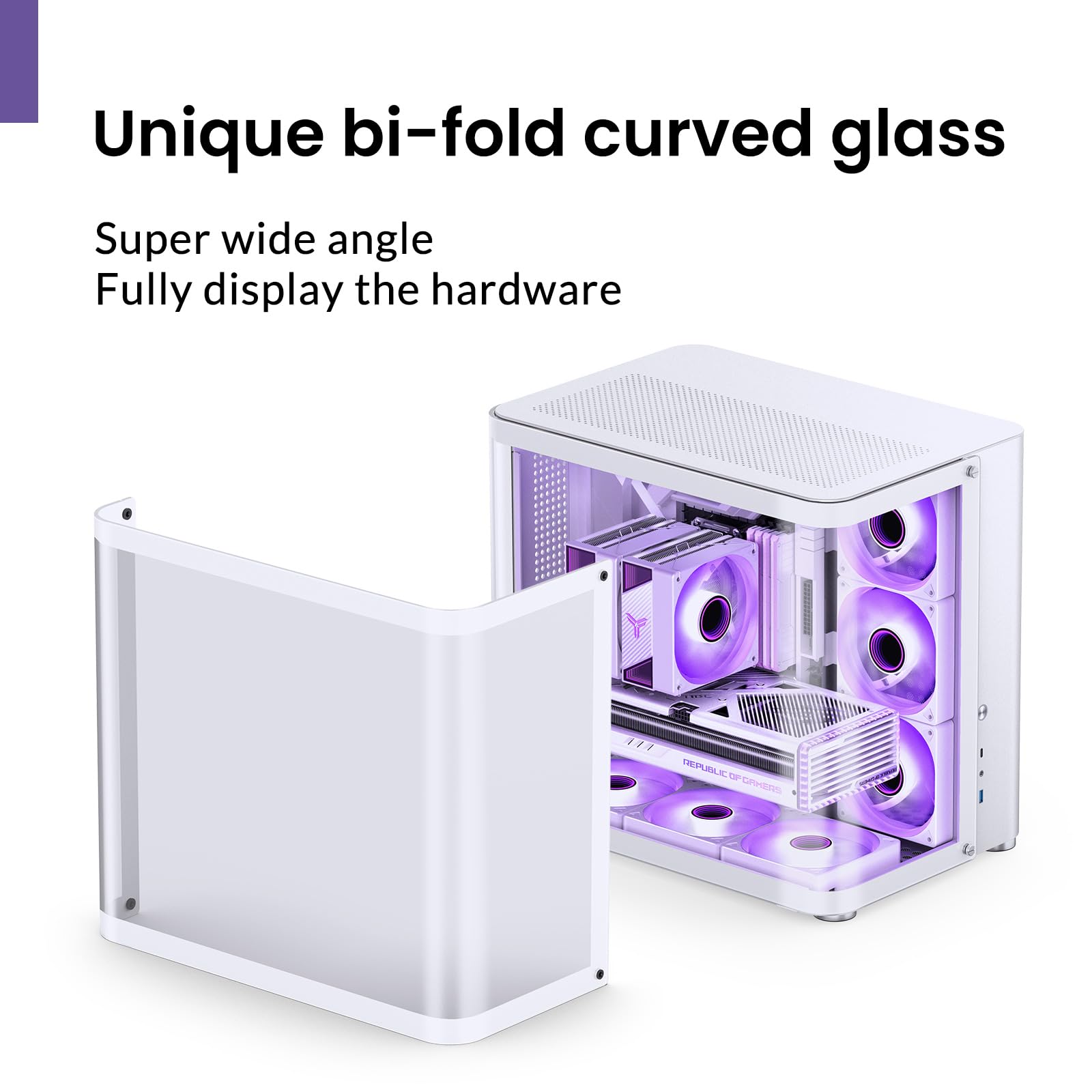 Jonsbo Tk 2 White Atx Mid Tower Pc Case,Hyperboloid Glass Design, Separated Cabinet Structure, Al Alloy Shell Desktop Computer C