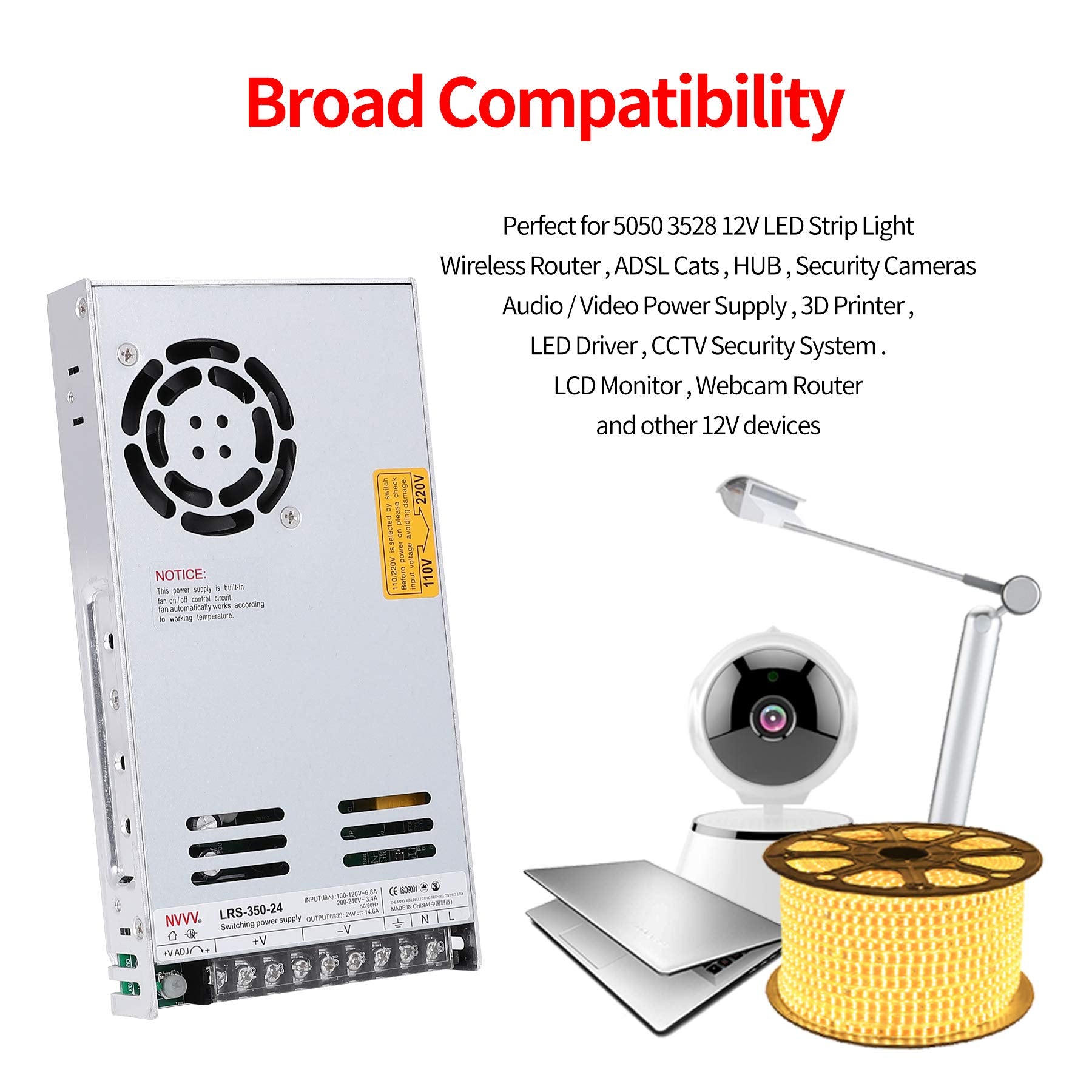 Nvvv Lrs 350 24 Switching Power Supply 24V 14.6Amp Enclosed Switchable Power Supply