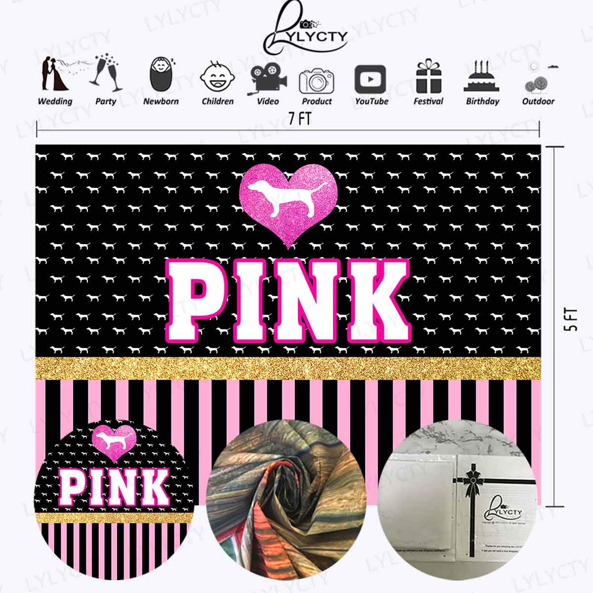 Lylycty 7X5Ft Pink Backdrop Girl Princess Sweet 16Th Birthday Party Supplies Stripe Photography Background For Prom Party Cake T