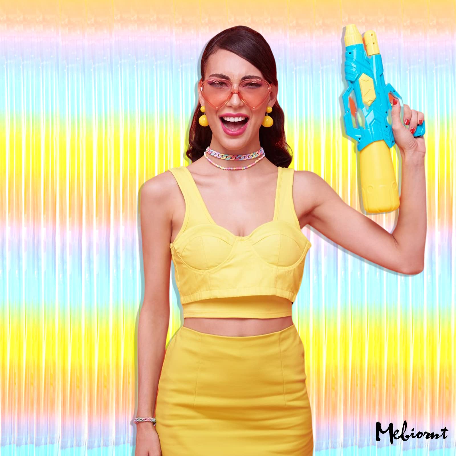 4 Pack Fringe Curtain Backdrop, 3.2Ft X 8.2Ft Rainbow Metallic Tinsel Foil Fringe Streamers Background For Photo Booth Birthday