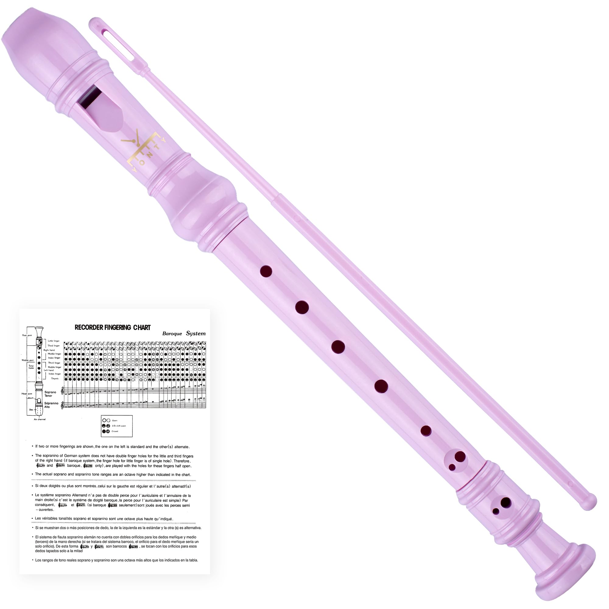 YONTY Soprano Recorder 8-Hole Instrument for Kids Beginners, German Style C Key Kids Flute with Cleaning Rod & Case Bag for Scho