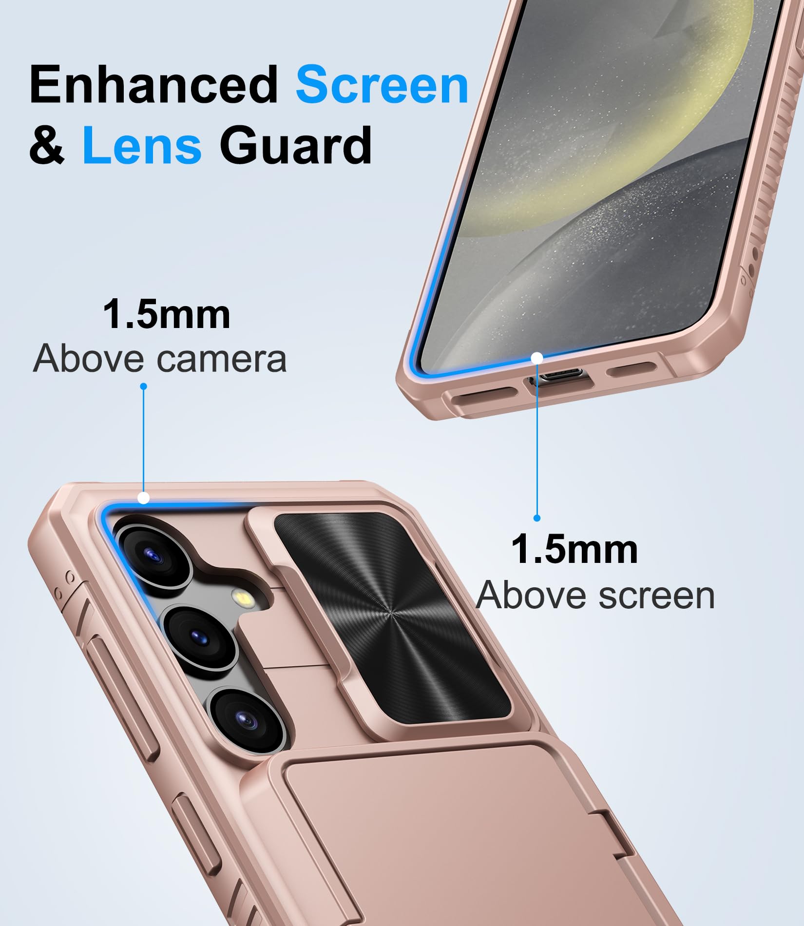 Bxyjy For Samsung Galaxy S24 Case Wallet, Built In Card Holder (4 5 Cards) & Slide Camera Protector & Kickstand, Military Grade