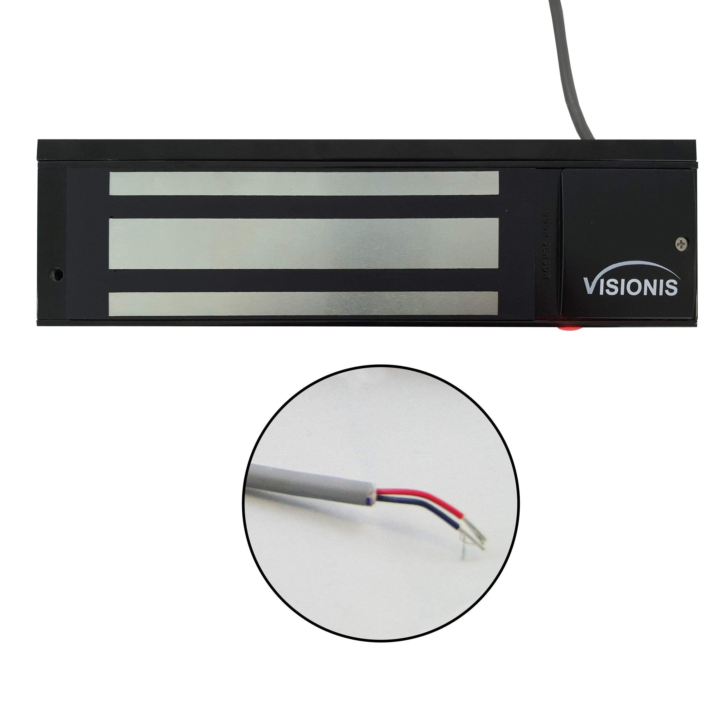 Visionis Vs Visml1200Led Bl Indoor 1200Lbs Black Electromagnetic Lock With Led Sensor For Door Access Control