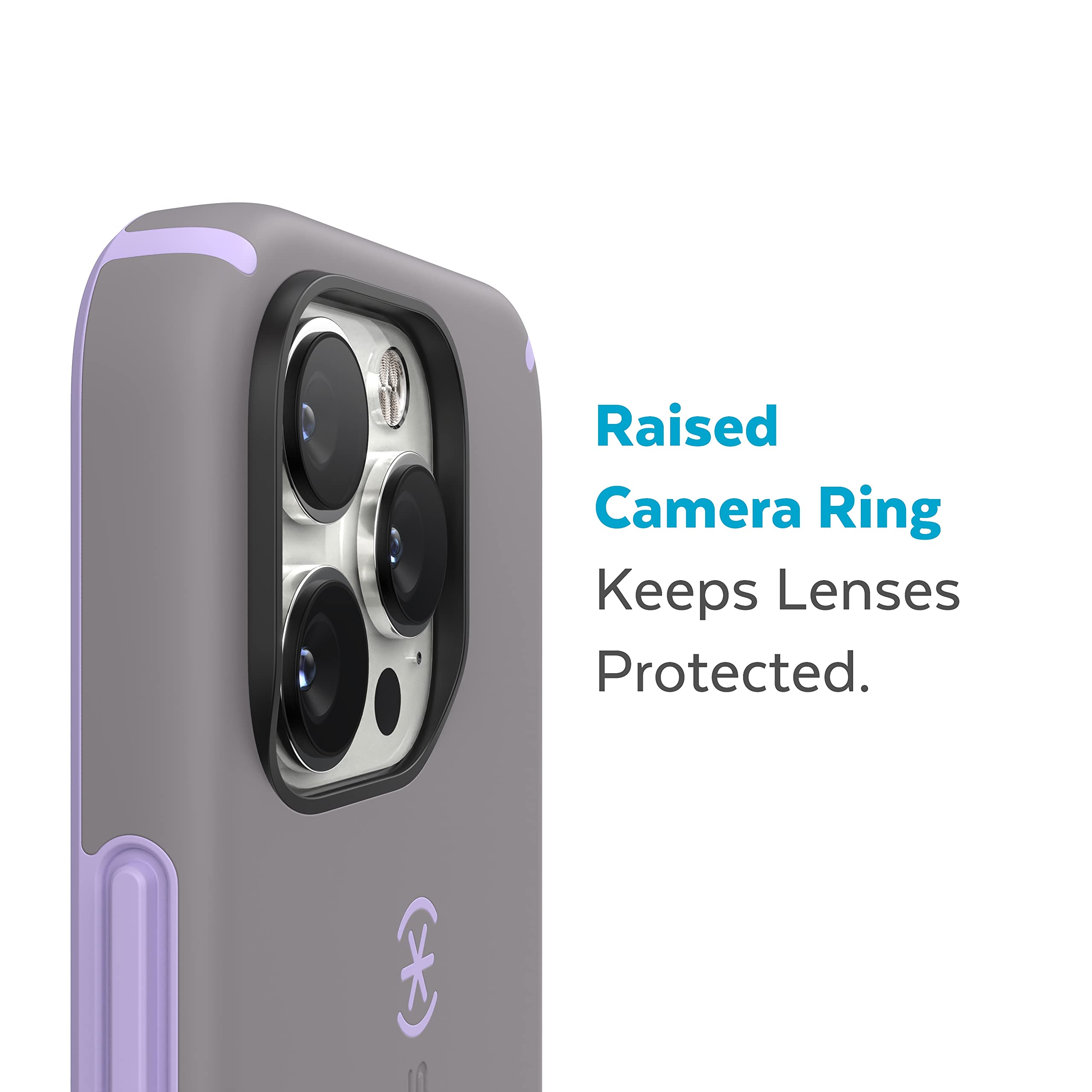 Speck Iphone 14 Pro Case - Slim, Drop Protection, Scratch Resistant, Dual Layer, Cloudy Grey/Spring Purple Candyshell Pro