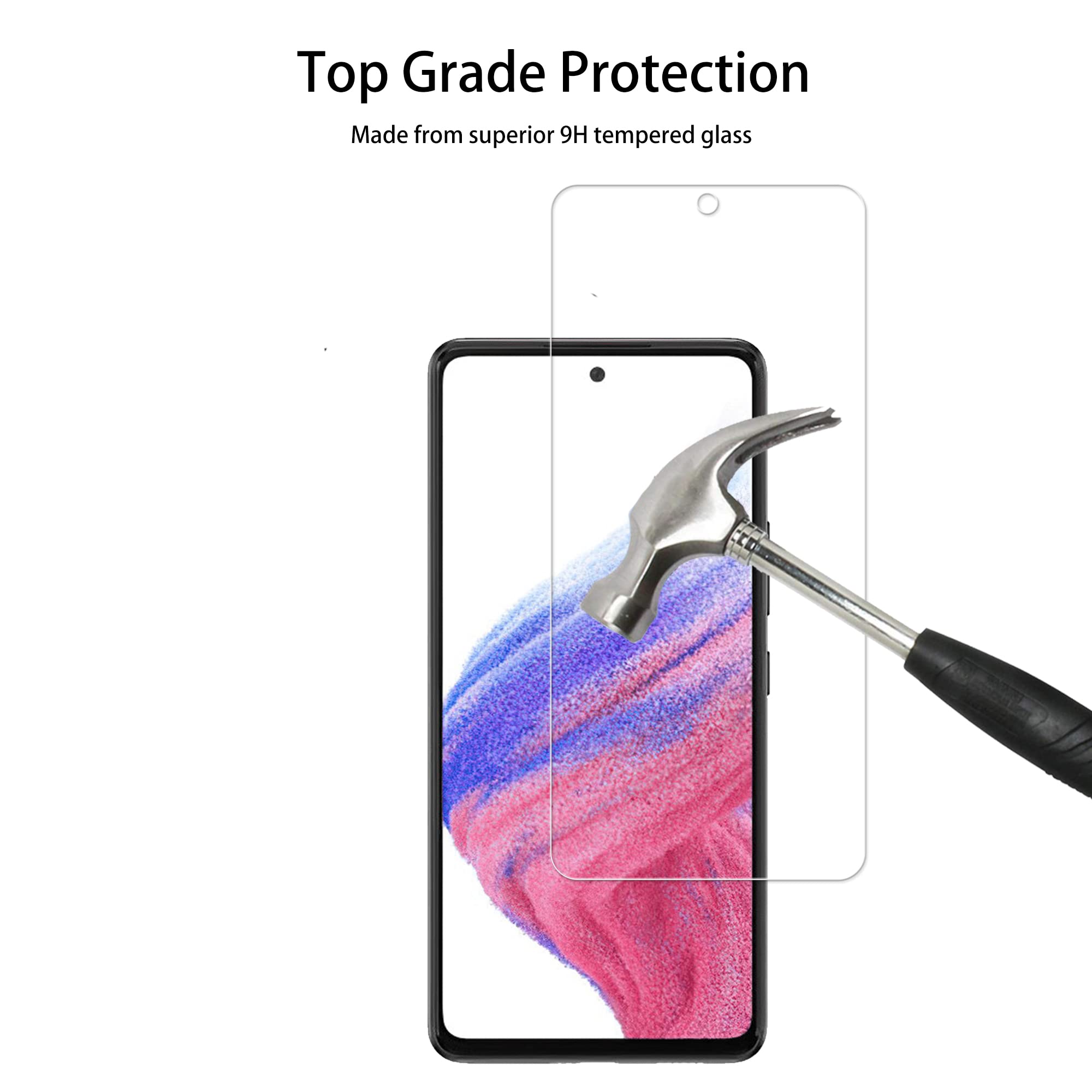 Hkkais Easy Alignment Frame Designed For Samsung Galaxy A53 5G 2022 Tempered Glass Screen Protector 2 Pack Camera Lens Protector