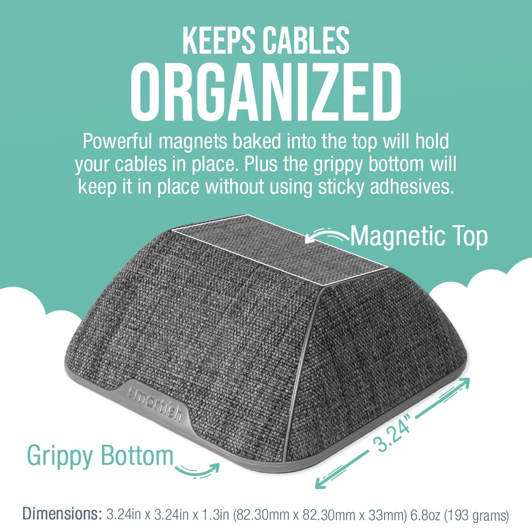 Smartish Magnetic Cord Holder   Cable Wrangler Organizer With Magnet Clips For Charger Management On Desktop, Nightstand, Or Side Table For All Cables, Usb C, Lightning Cables   No. 2 Pencil Gray