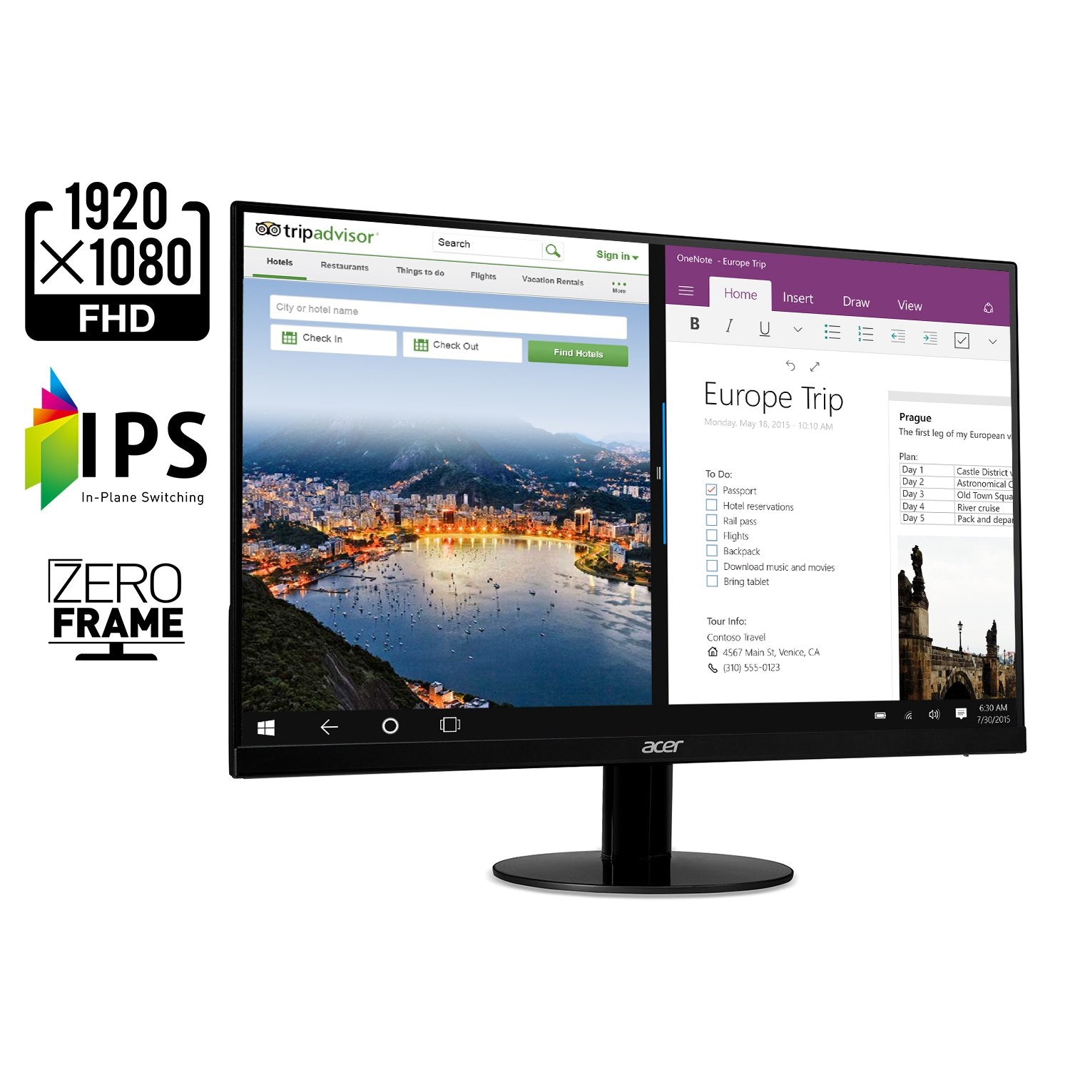 Acer Sb220Q Bi 21.5 Inches Full Hd (1920 X 1080) Ips Ultra Thin Zero Frame Monitor (Hdmi & Vga Port), Black