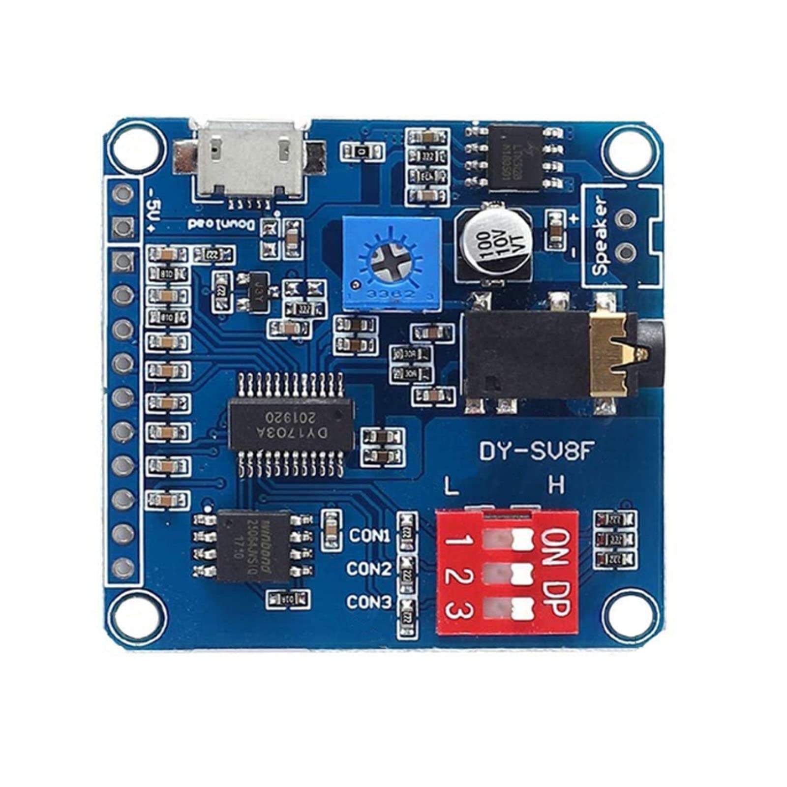 Devmo Voice Playback Module Music Player Voice Prompts Voice Broadcast Device Mp3 Trigger Amplifier Class D 5W 64Mbit Flash Comp