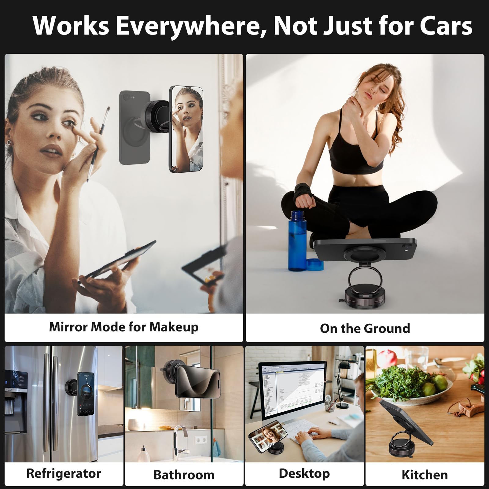 Jiunai Car Phone Holder For Mag Safe Suction Cup Mount Strong Magnets Fold Rotate Spin Magnetic Phone Holder Stand Hands Free Tr