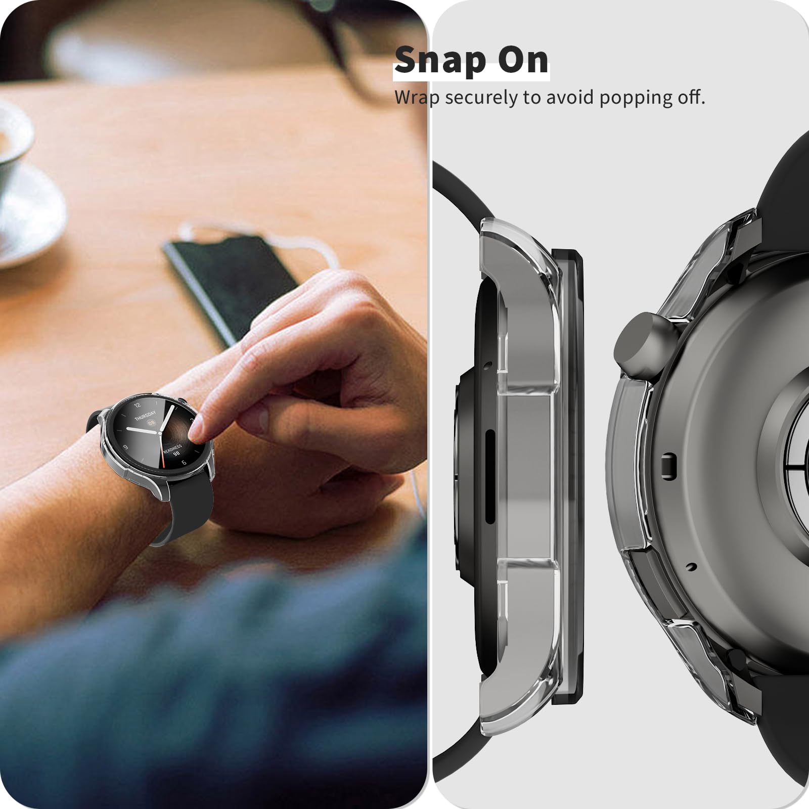 Rc-Z Navy Blue 2-Pack Screen Protector Case for Amazfit Balance Smartwatch, Hard PC Bumper with Tempered Glass Film Cover