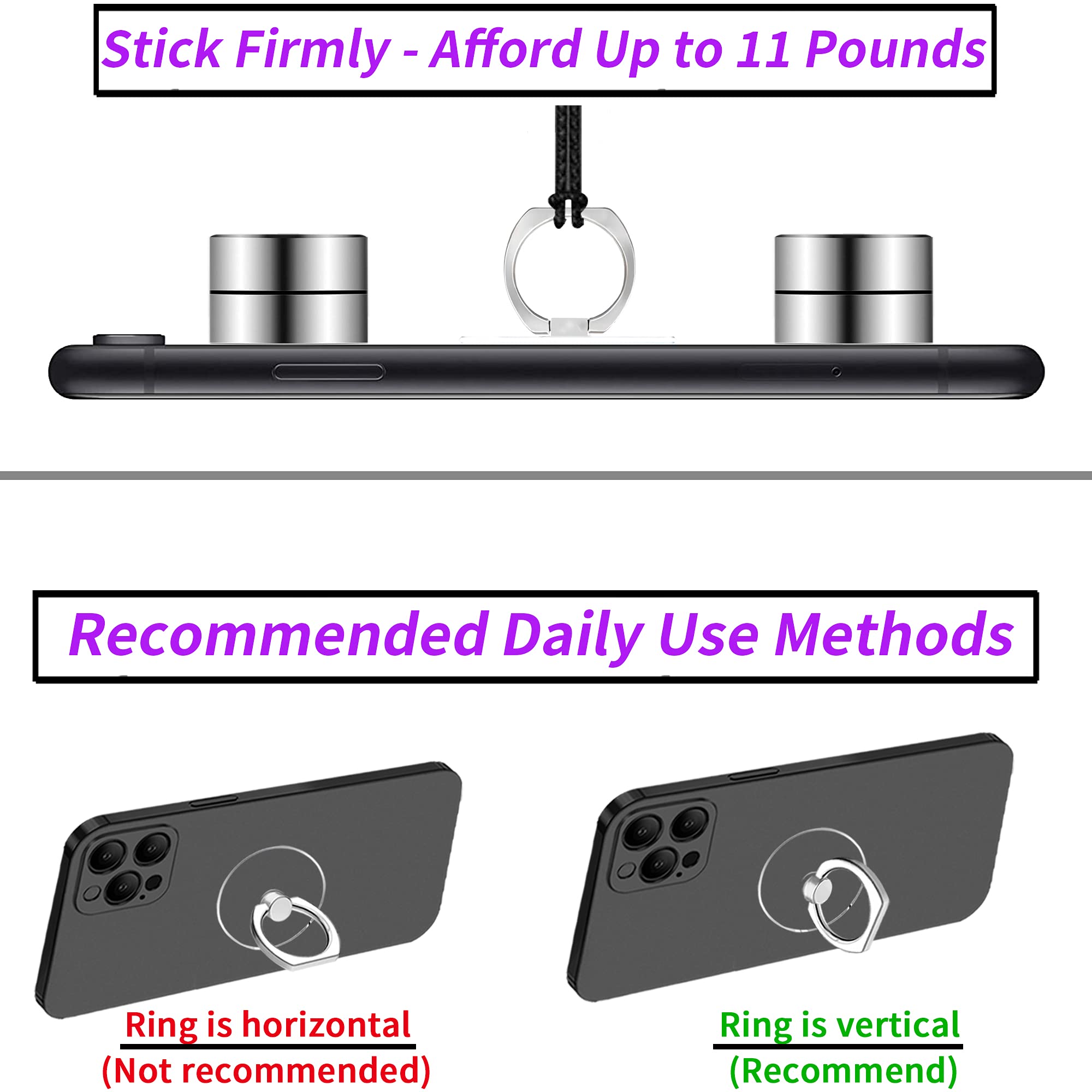 Tacomege Transparent Clear Phone Ring Grips Holder Kickstand, Finger Ring Stand For Cell Phone Tablet Case Accessories(Round Cle