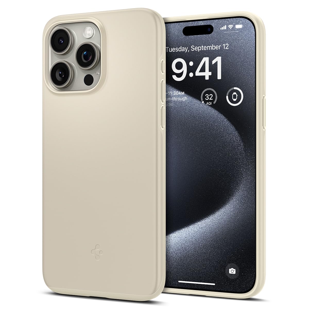 Spigen Thin Fit Designed For Iphone 15 Pro Case (2023), [Military Grade Protection]   Mute Beige
