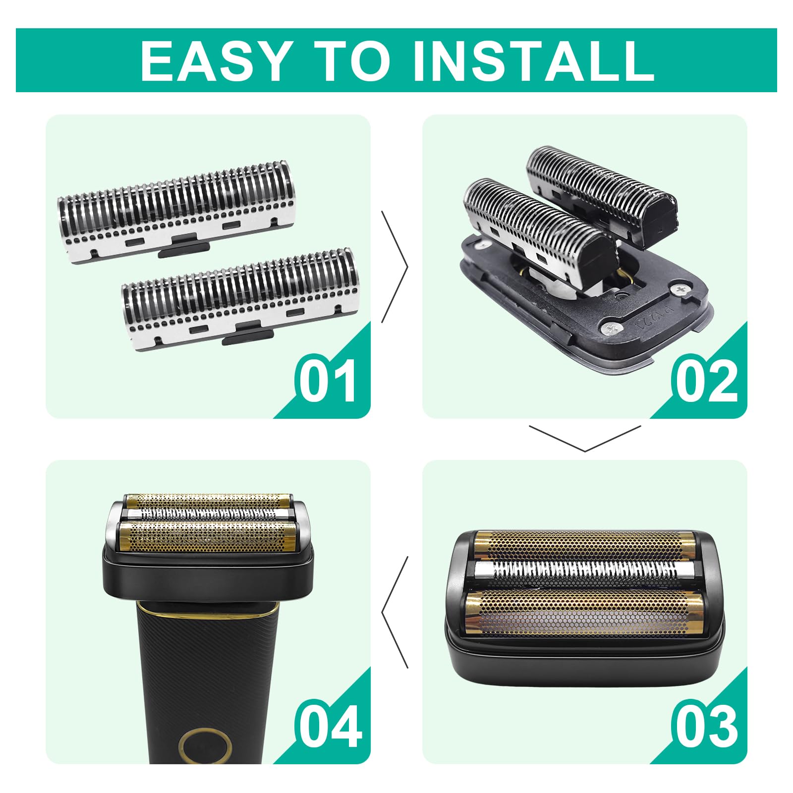 2 Pack Shaver Replacement Foil & Inner Cutters Compatible With Andis 17300 Resurge Electric Shaver,Black