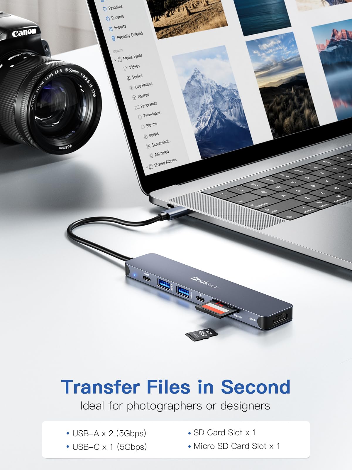 Usb C Hub, Dockteck 7 In 1 Multiport Usb C Adapter With 4K Hdmi, 100W Pd, 5 Gbps Usb C, 2 Usb A Data Ports, Sd/Tf Card Reader Fo
